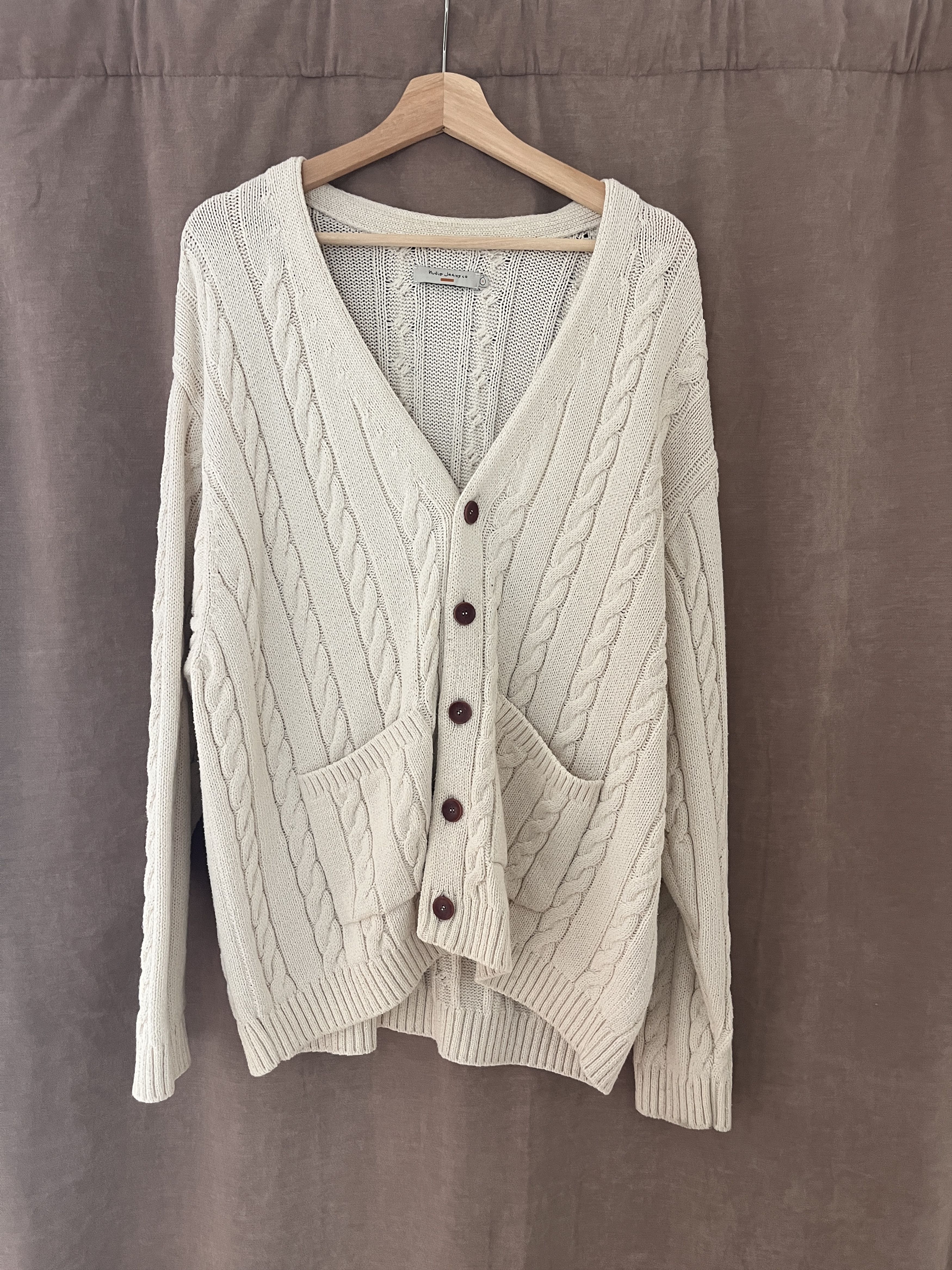 Nudie Jeans Nudie Jeans Cable Knit Cardigan Off White Size US M / EU 48-50 / 2 - 2 Thumbnail