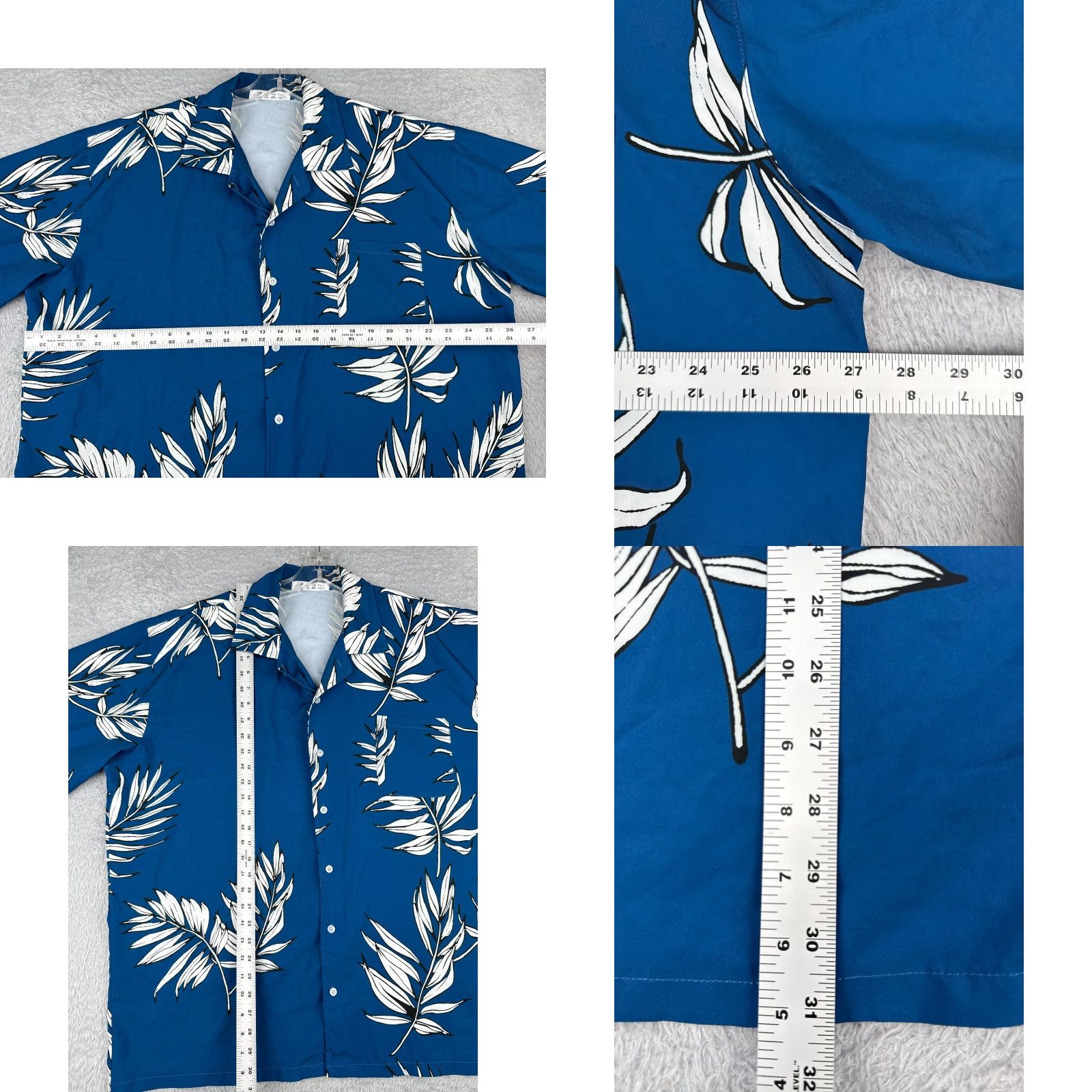 Vintage Hawaiian Shirt 2XL Blue Floral Leaf Short Sleeve Linen Blend Mens Size US XXL / EU 58 / 5 - 8 Thumbnail