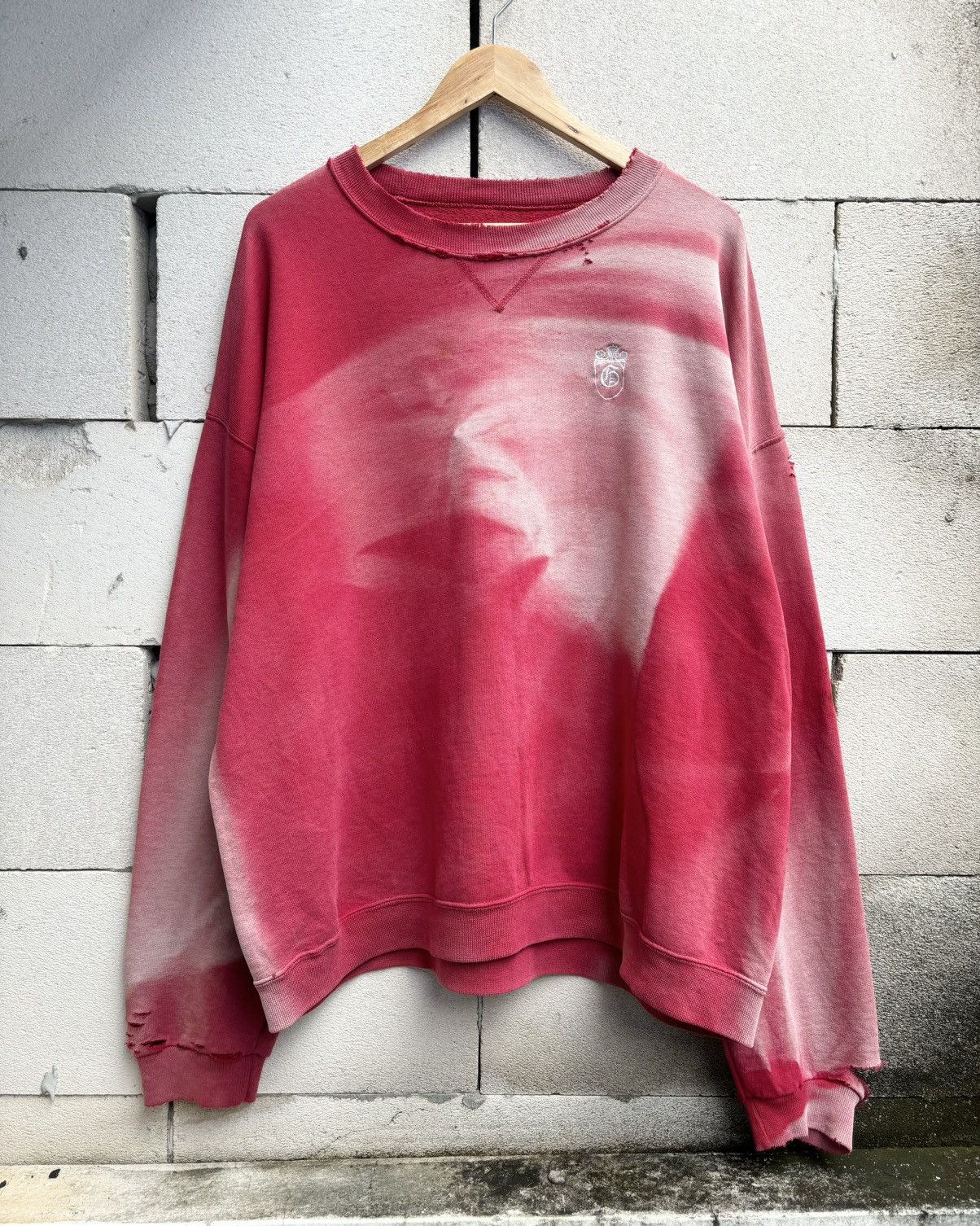 Vintage Distressed Thrashed Red Faded Sweatshirt ERD Boxy Size US XL / EU 56 / 4 - 1 Thumbnail
