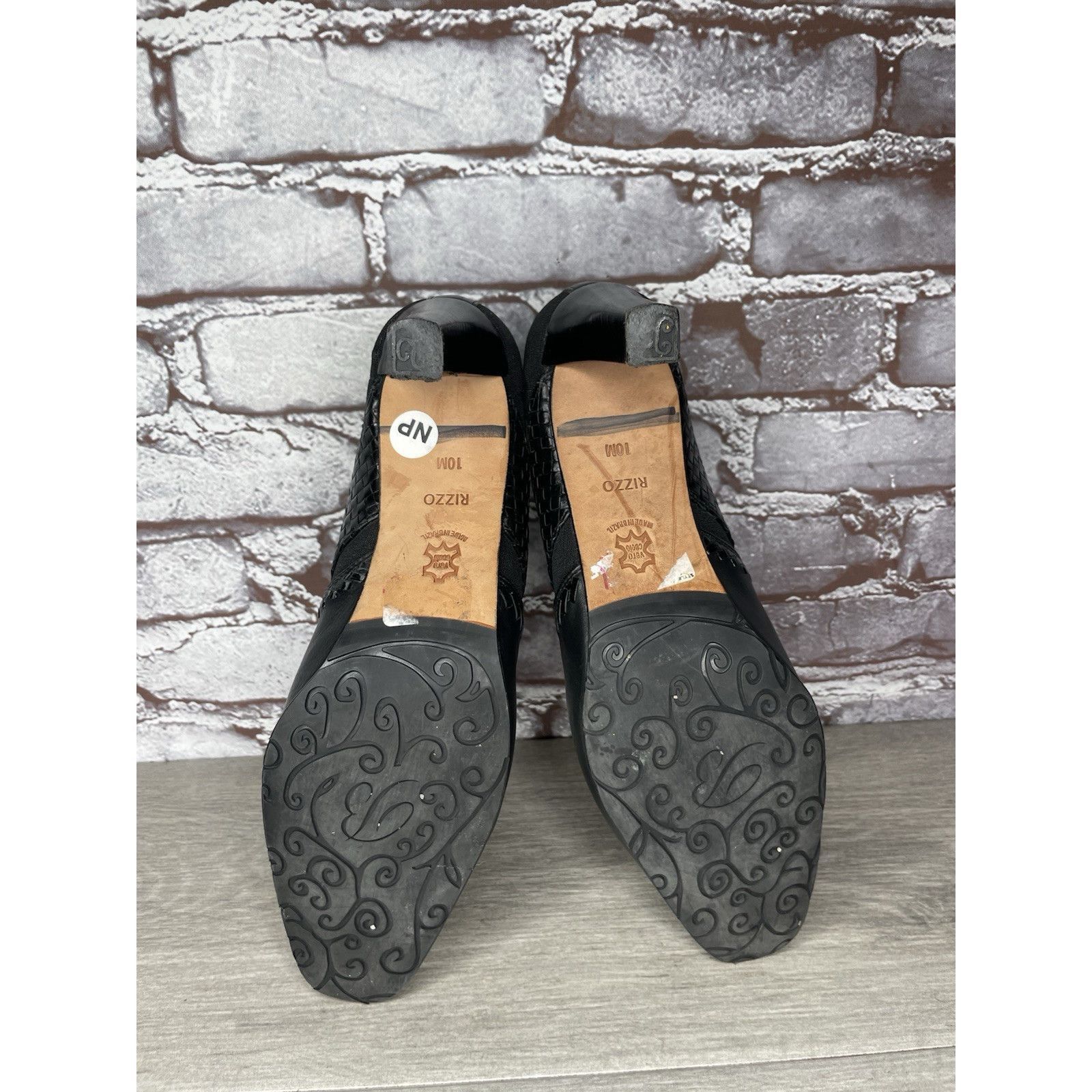 Brighton Brighton Rizzo Black Leather Silver Elastic Heel Ankle Booti Size US 10 / IT 40 - 10 Thumbnail
