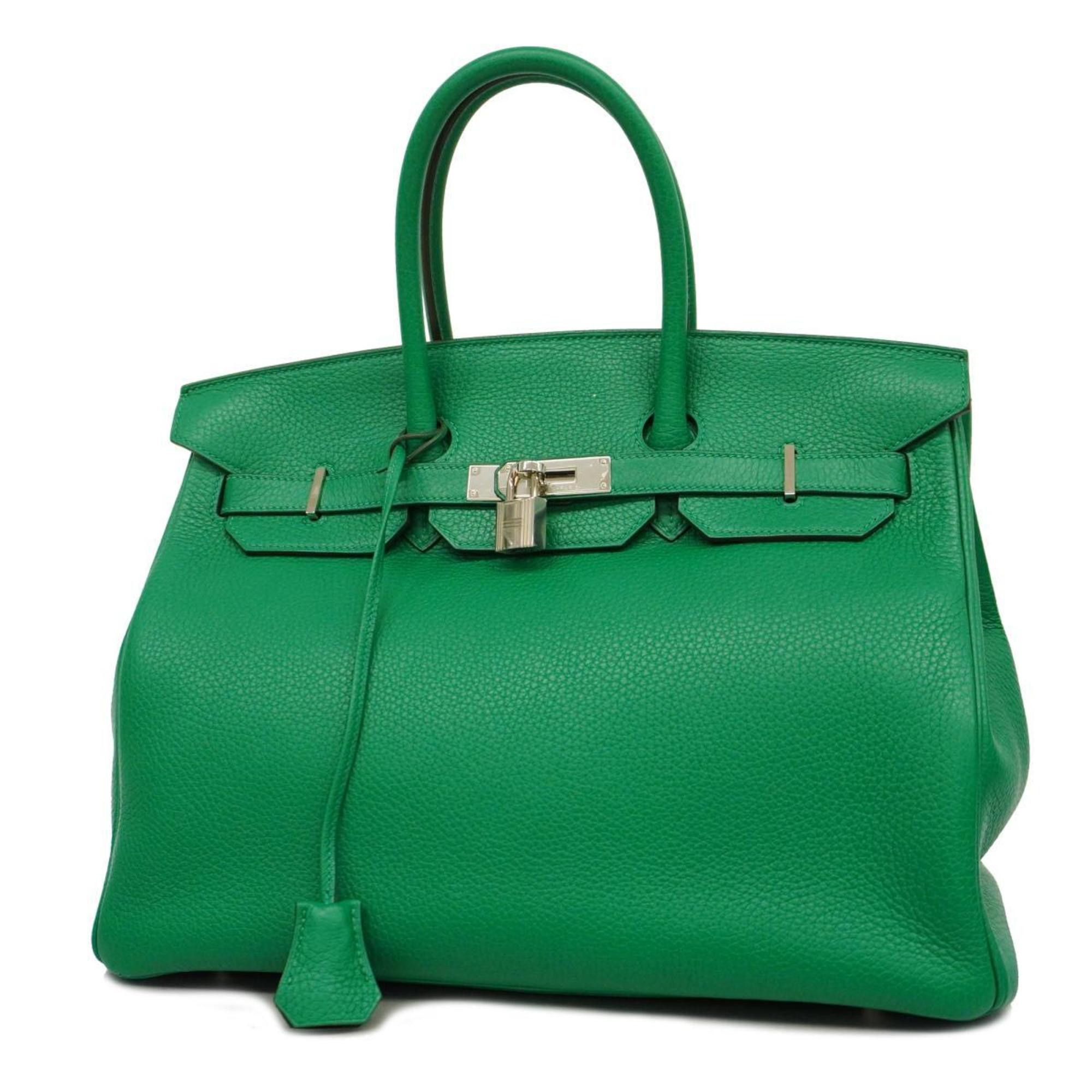 image of Hermes Handbag Birkin Verso 35 A Stamp Taurillon Clemence Vert Vertigo Fonce Ladies in Vert Fonce, 