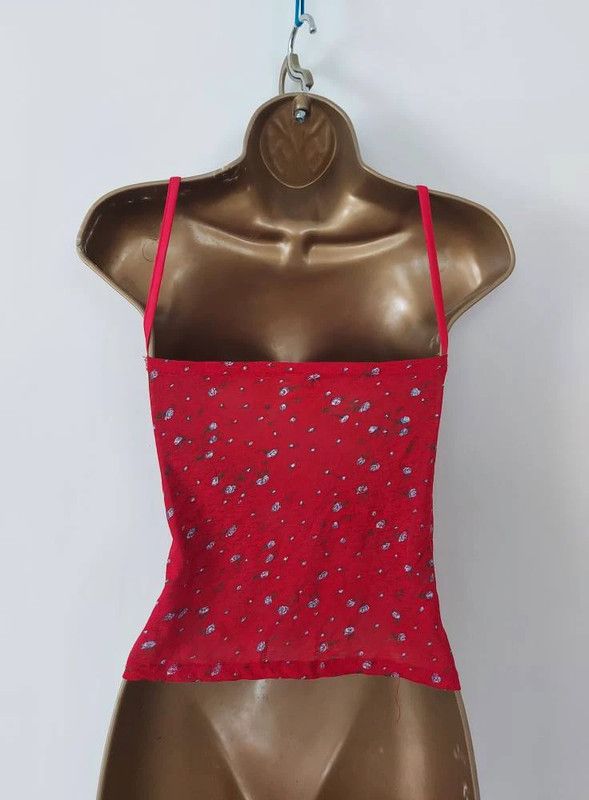 Vintage Red Rose red top S Size S / US 4 / IT 40 - 2 Thumbnail