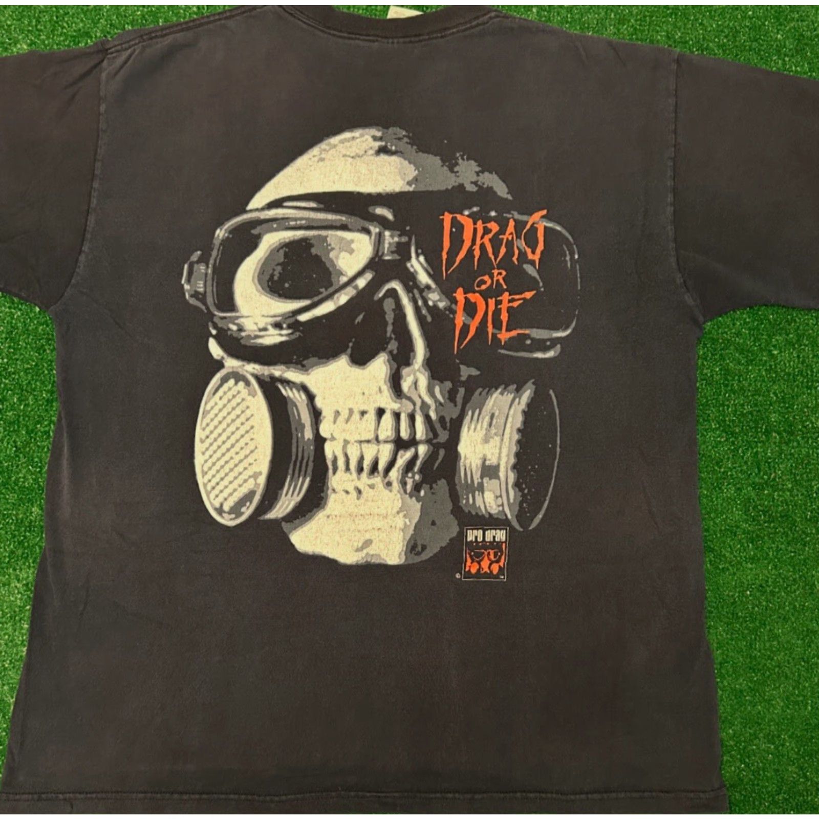 Agora VINTAGE 90s Drag Or Die Skull Drag Racing Pro Drag VTG Shirt Mens XL Black Size US XL / EU 56 / 4 - 5 Thumbnail