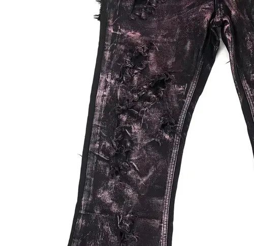 Jean Handmade niche punk rose gold wax coated micro-flared jeans Size US 32 / EU 48 - 4 Thumbnail