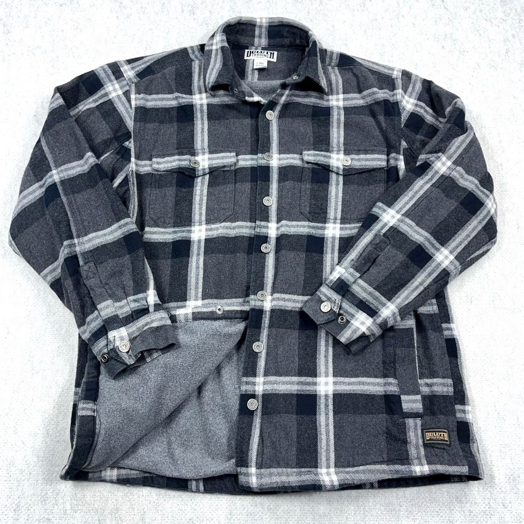 Vintage Duluth Shacket Men XL Gray Plaid Fleece-Lined Over Shirt Jacket Cotton Twill Knit Button Pockets Quilted Vintage: No Size US XL / EU 56 / 4 - 2 Thumbnail