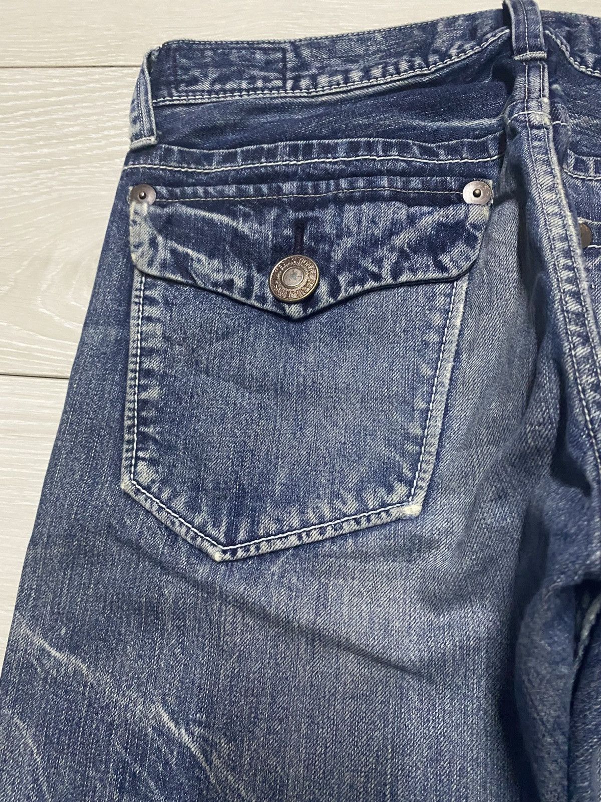 Tornado Mart Vtg Blue Way Made in Nippon Flare Bootcut Distressed Jeans Size US 33 - 9 Thumbnail