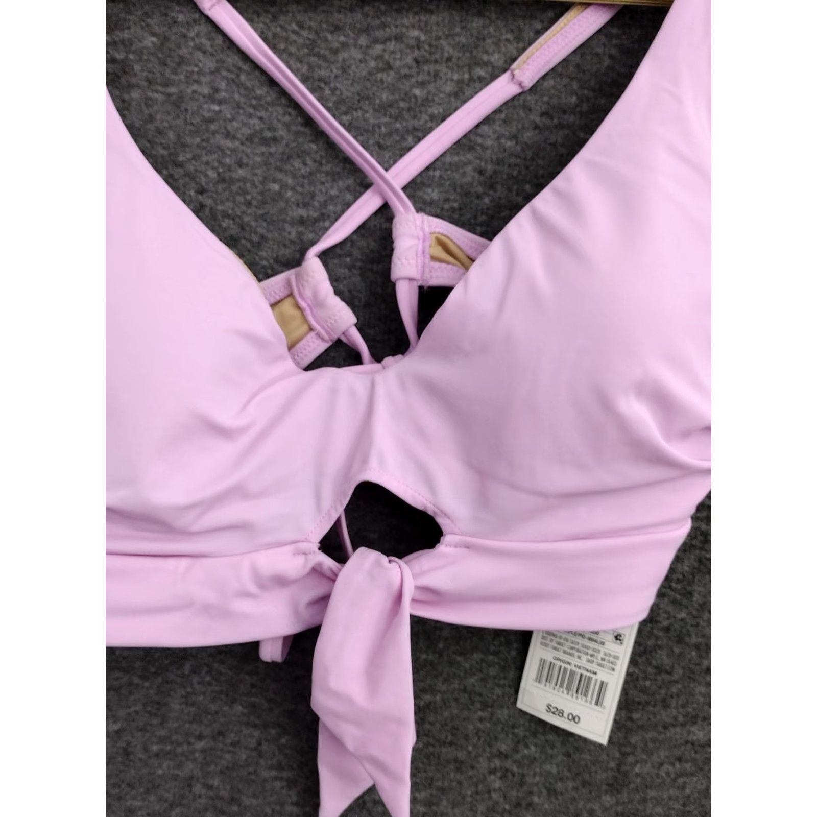 Vintage Shade & Shore Purple Front Tie Keyhole Spaghetti Bikini Top Padded 36B - Women's Swim Top, Purple, Lined, Nylon/Polyester/Spandex Size XS / US 0-2 / IT 36-38 - 3 Thumbnail
