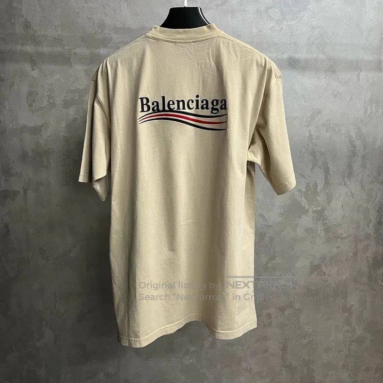 Balenciaga Balenciaga Beige Logo Print Short Sleeve T-shirt. Size US XXS / EU 40 - 5 Thumbnail