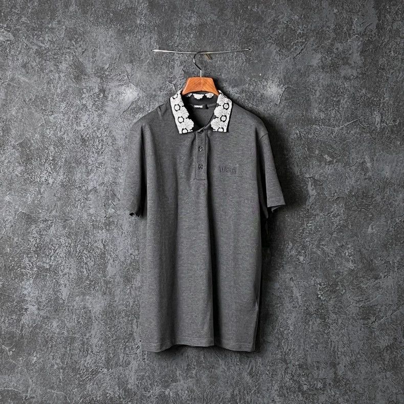 Versace Versace Gray cotton short-sleeved polo shirt Size US XL / EU 56 / 4 - 1 Thumbnail