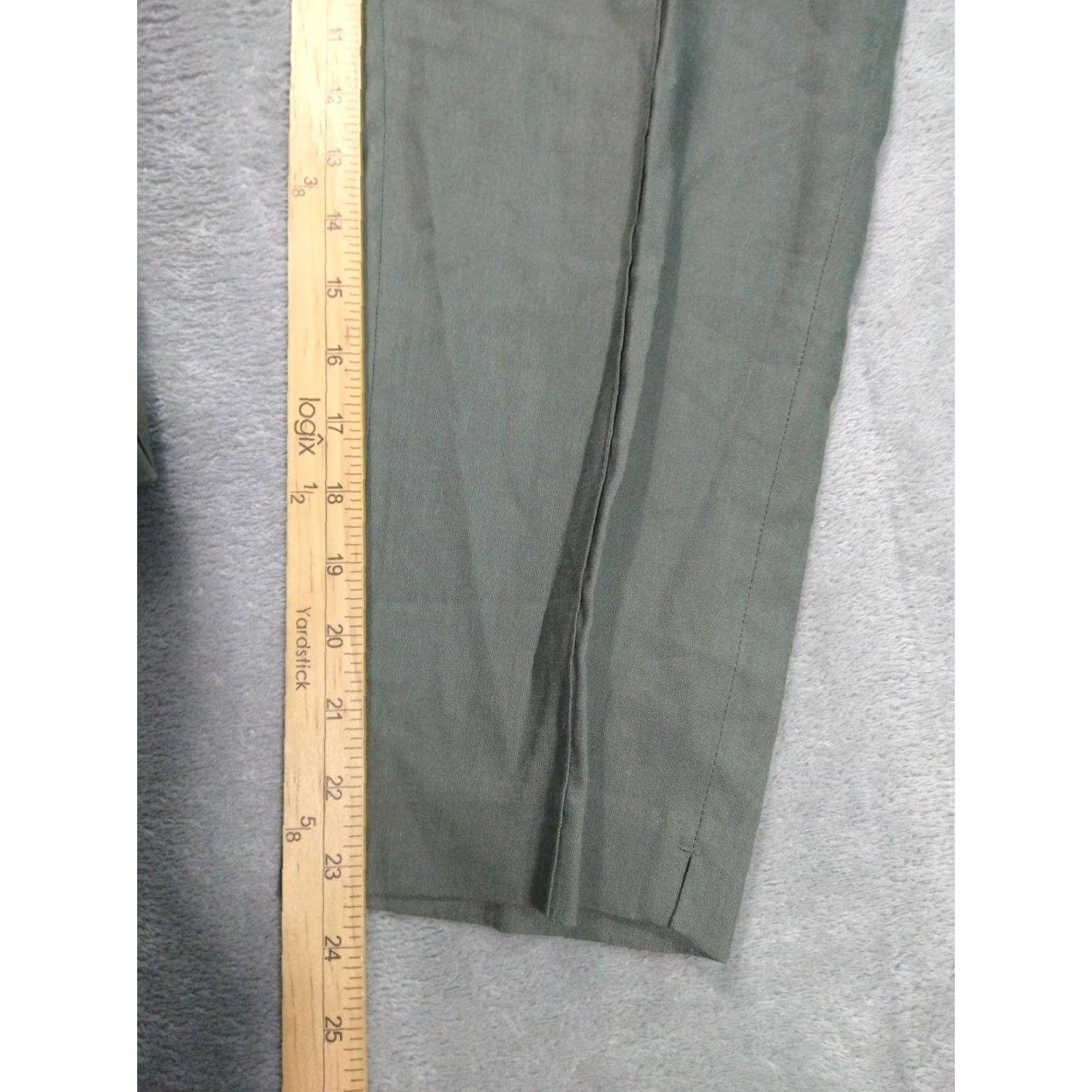 J. Jill J.Jill Pants Womens Medium Green Linen Stretch Tapered Leg Crop Beach Bohemian Style M Size 32" / US 10 / IT 46 - 5 Thumbnail
