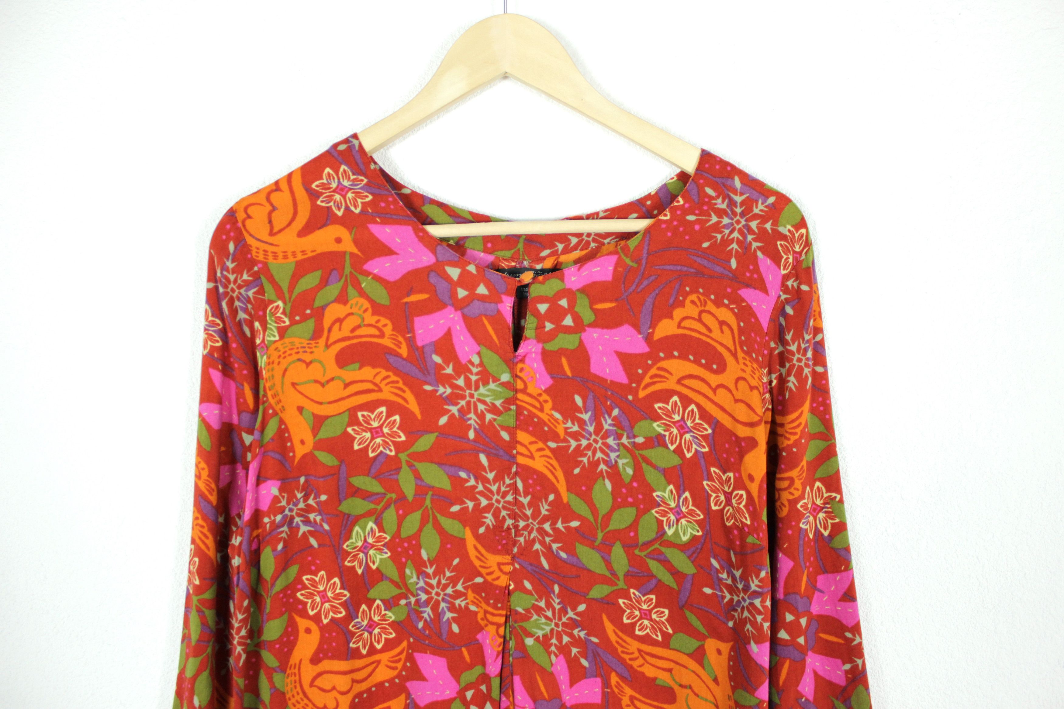 Japanese Brand Gudrun Sjoden Avant Garde Y2K Batik Floral Blouse Dress NZ Size M / US 6-8 / IT 42-44 - 2 Thumbnail