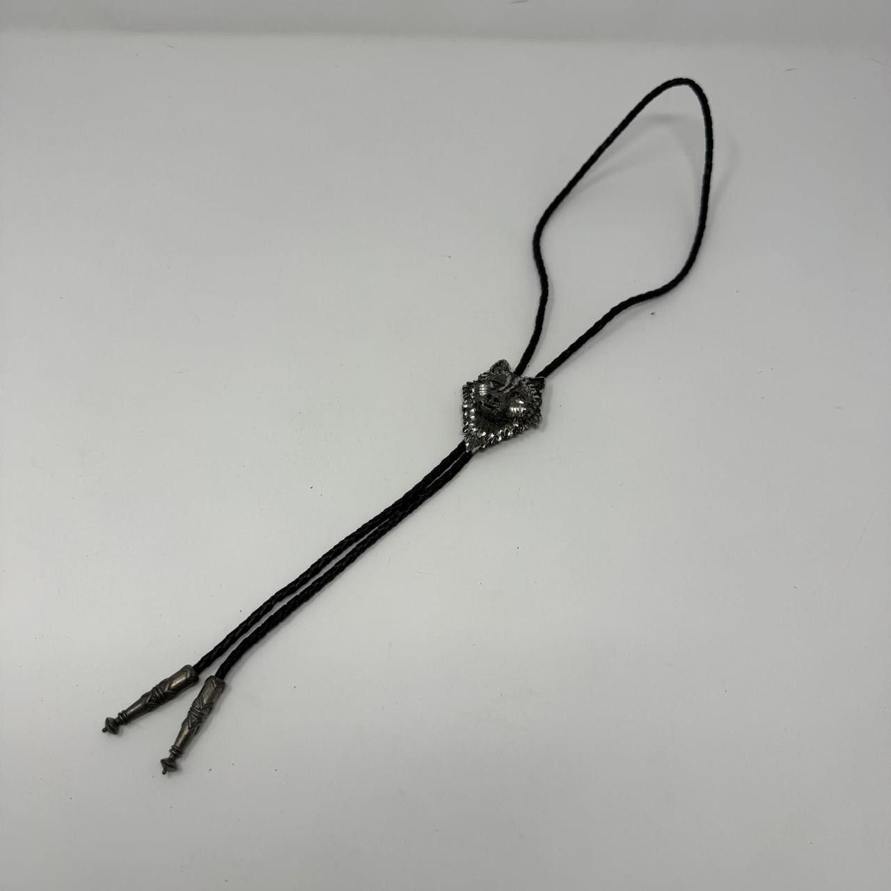 Vintage Vintage Pewter Wolf Bolo Tie Western Braided EJC 96 Signed Size ONE SIZE - 1 Thumbnail