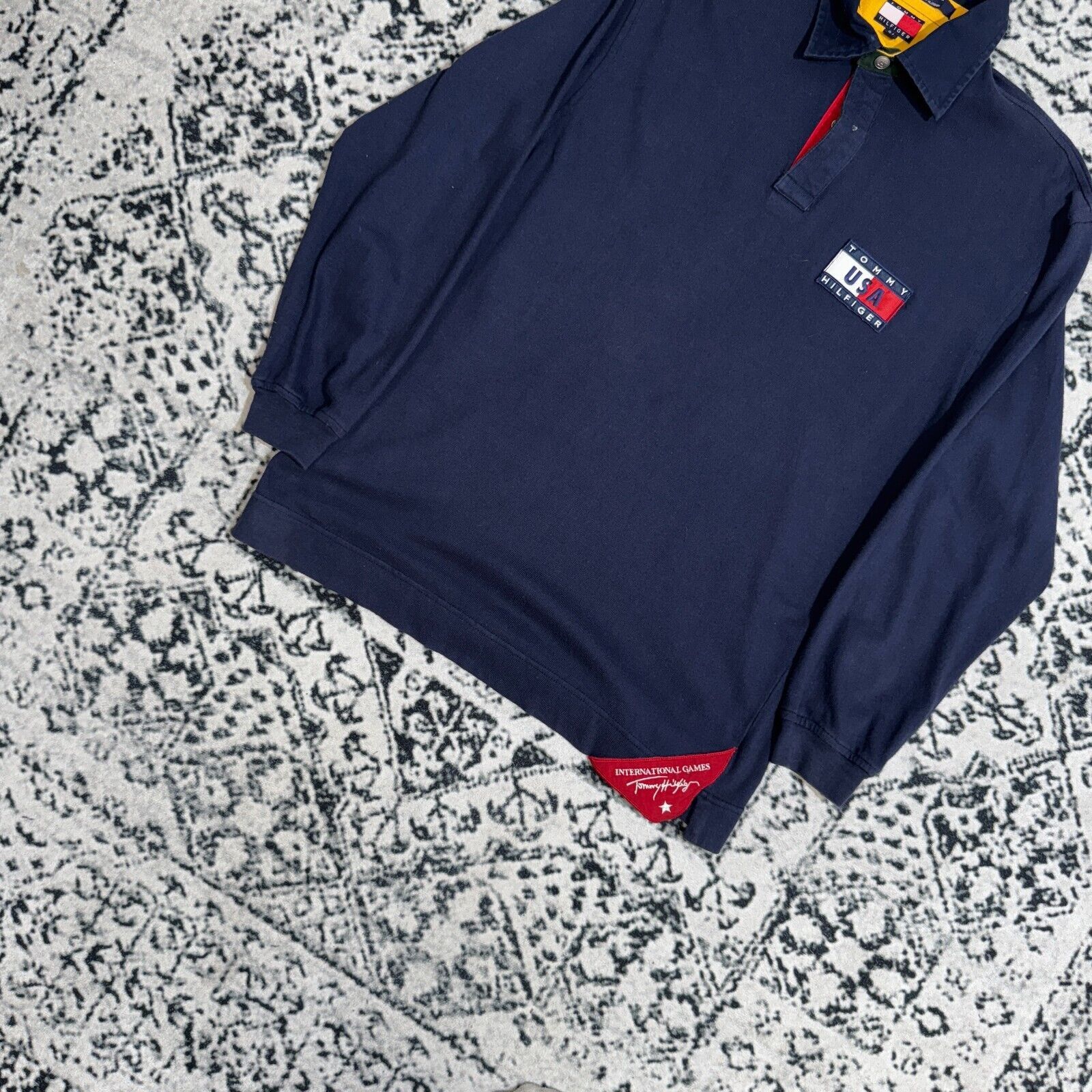 Tommy Hilfiger × Vintage Vintage Tommy Hilfiger Navy Cotton Polo Rugby Shirt Size S Size US S / EU 44-46 / 1 - 2 Thumbnail
