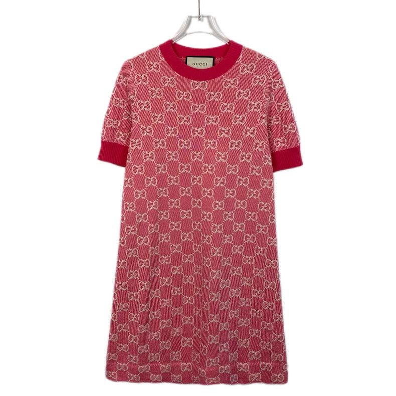Gucci GucciPink logo jacquart full-print wool round-neck short-sl Size XS / US 0-2 / IT 36-38 - 1 Thumbnail