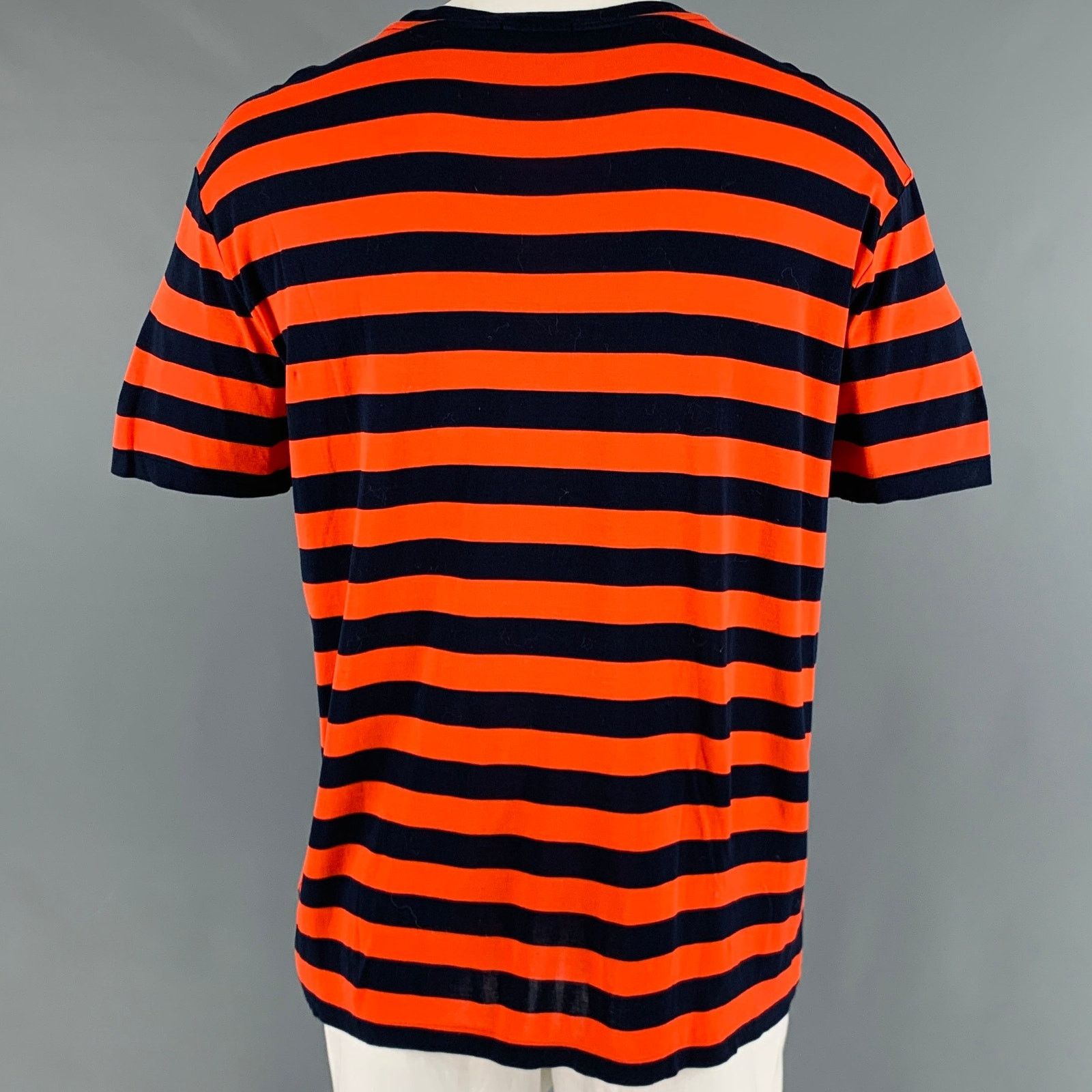 Ralph Lauren Size XXL Orange Navy Stripe Cotton Crew-Neck T-shirt Size US XXL / EU 58 / 5 - 3 Thumbnail
