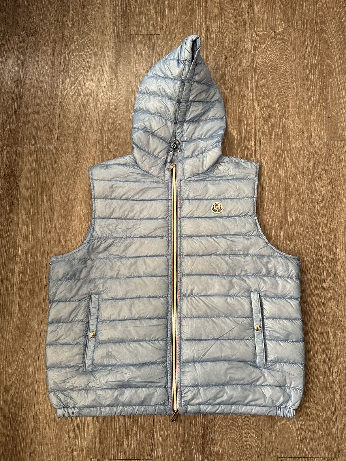 image of Moncler Gien Gui Gilet Hooded Vest Sky Blue Size 7, Men's