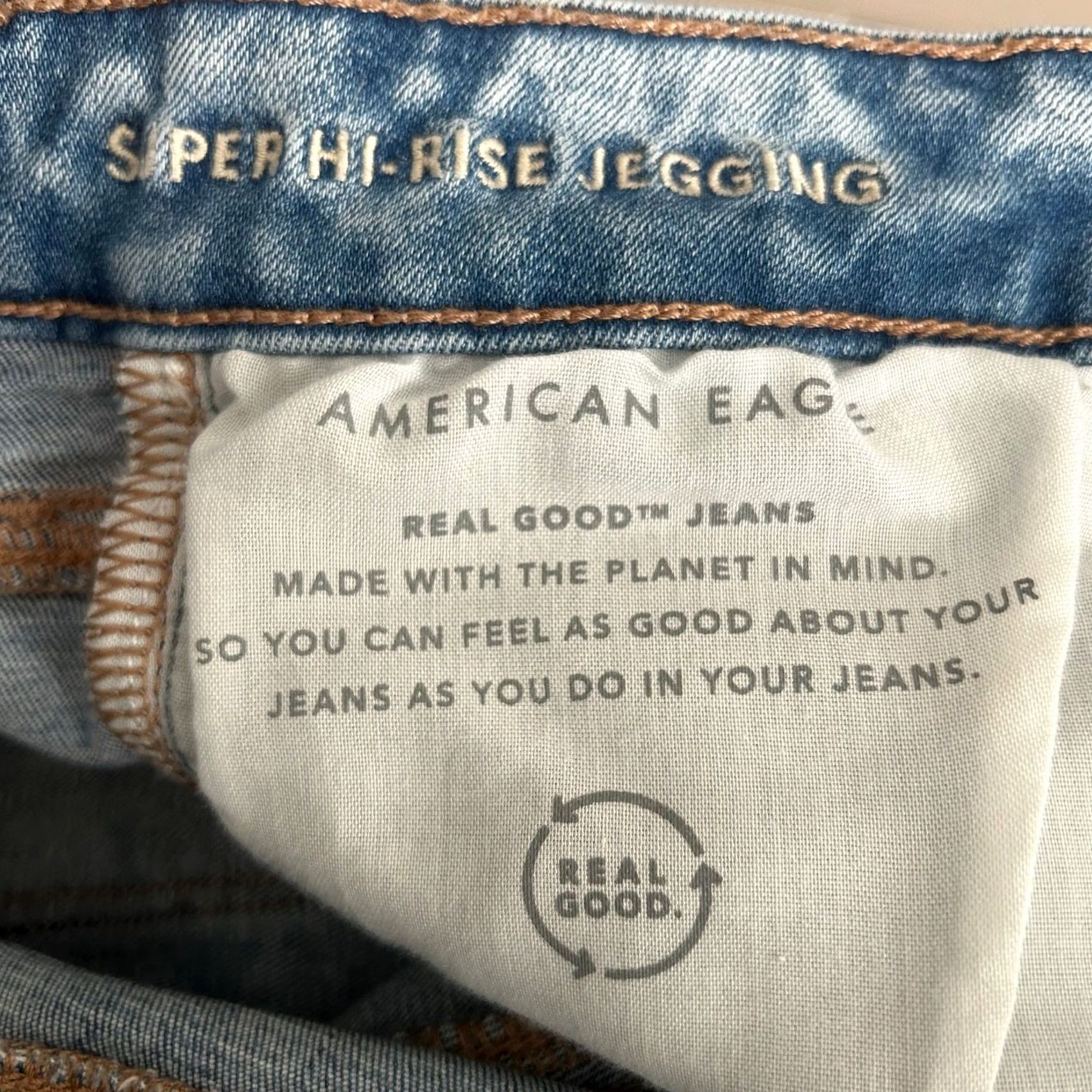 American Eagle Outfitters American Eagle Womens Jeans Blue Denim High Rise Jegging Distressed Thrashed 8S Capris Size 30" / US 8 / IT 44 - 5 Thumbnail