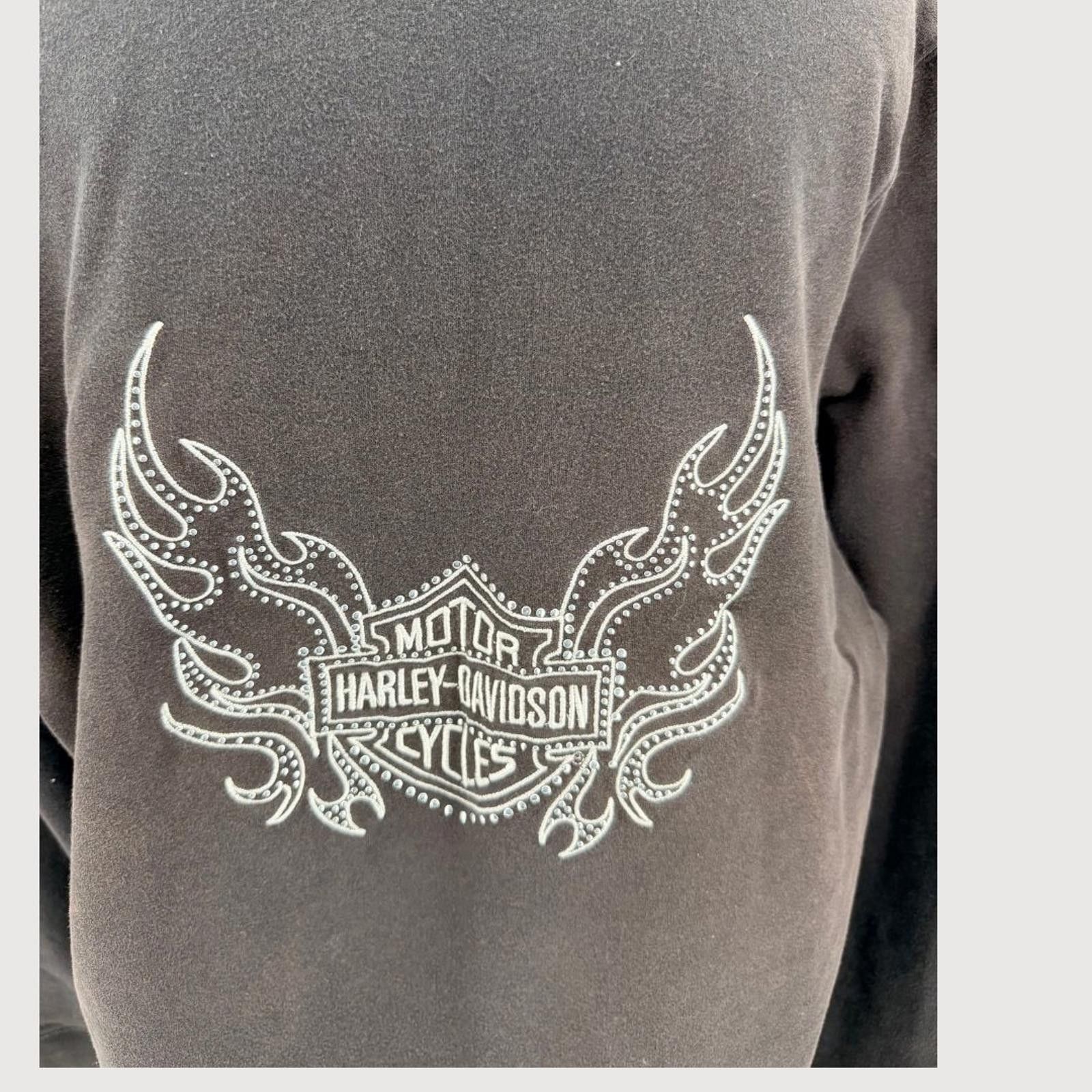 Harley Davidson Vintage Harley Davidson Hoodie Full Zip Black XXL- Y2K Size ONE SIZE - 3 Thumbnail