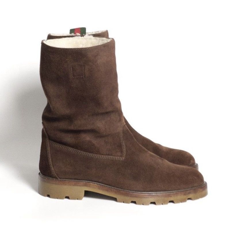 Gucci 🧿luberon suede shearling boots brown Size US 10 / EU 43 - 1 Thumbnail