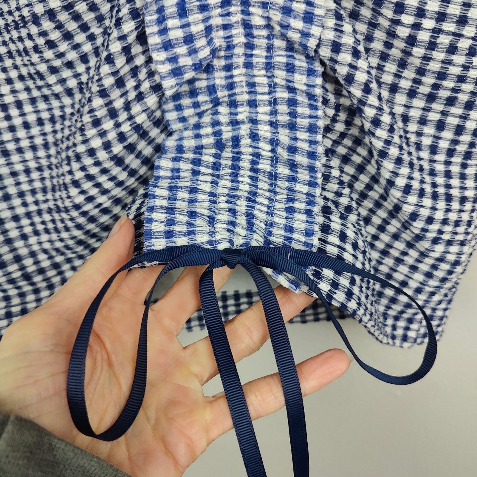 Staud Staud Cello Skirt Womens 0 Blue White Gingham Plaid White Size 25" / US 0 / IT 36 - 3 Thumbnail