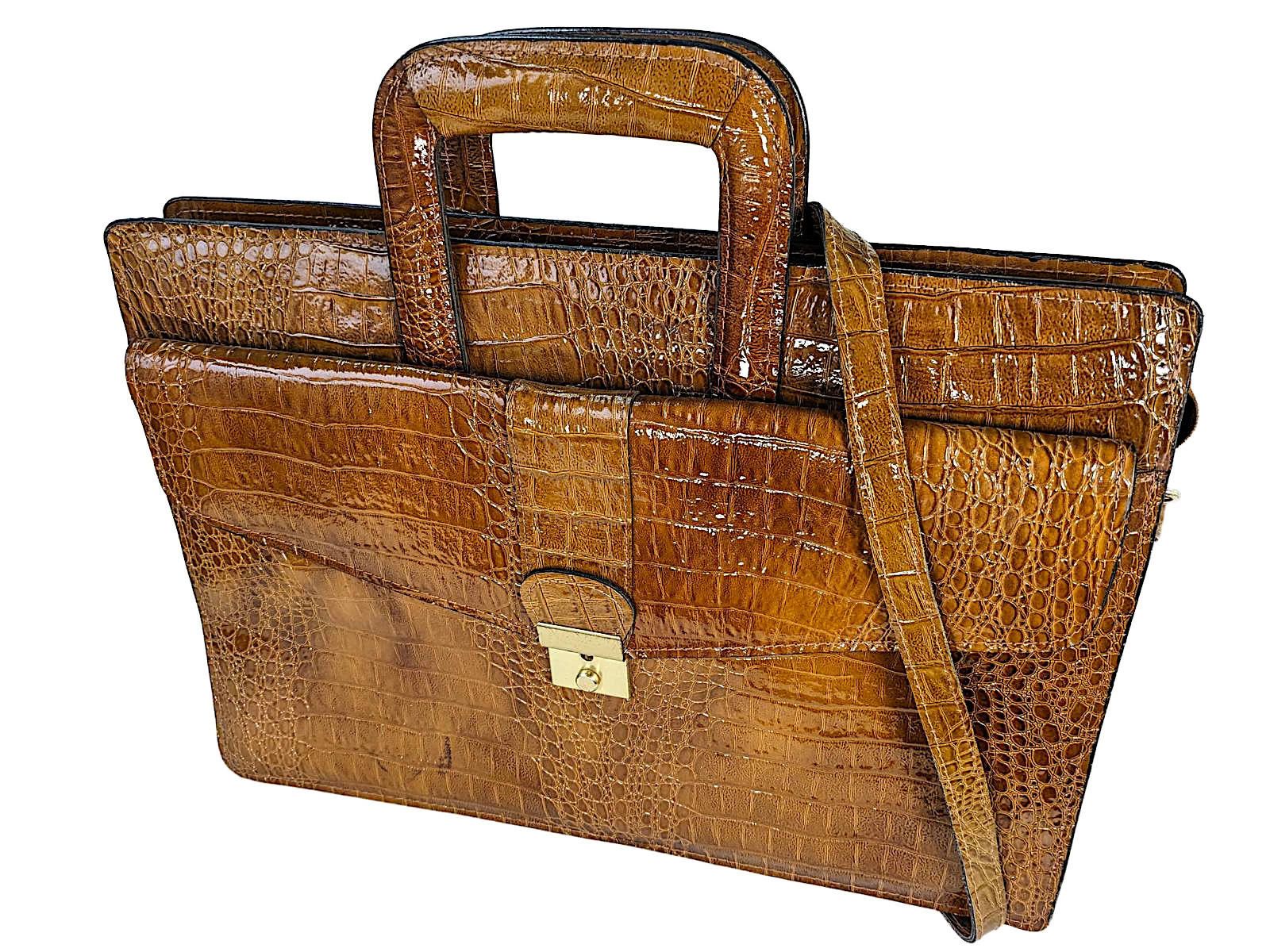 Carissima Briefcase Laptop Bag South Korea Faux Crocodile