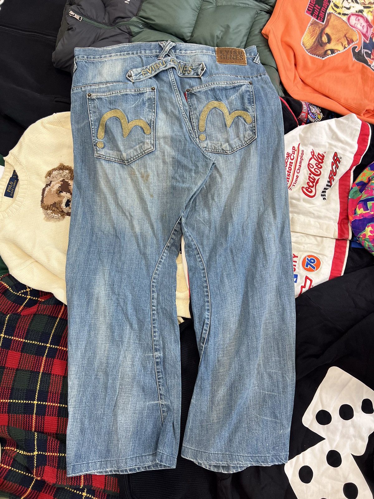 Vintage Vintage Evisu inspired buckle belt seagull denim Size US 38 / EU 54 - 1 Thumbnail