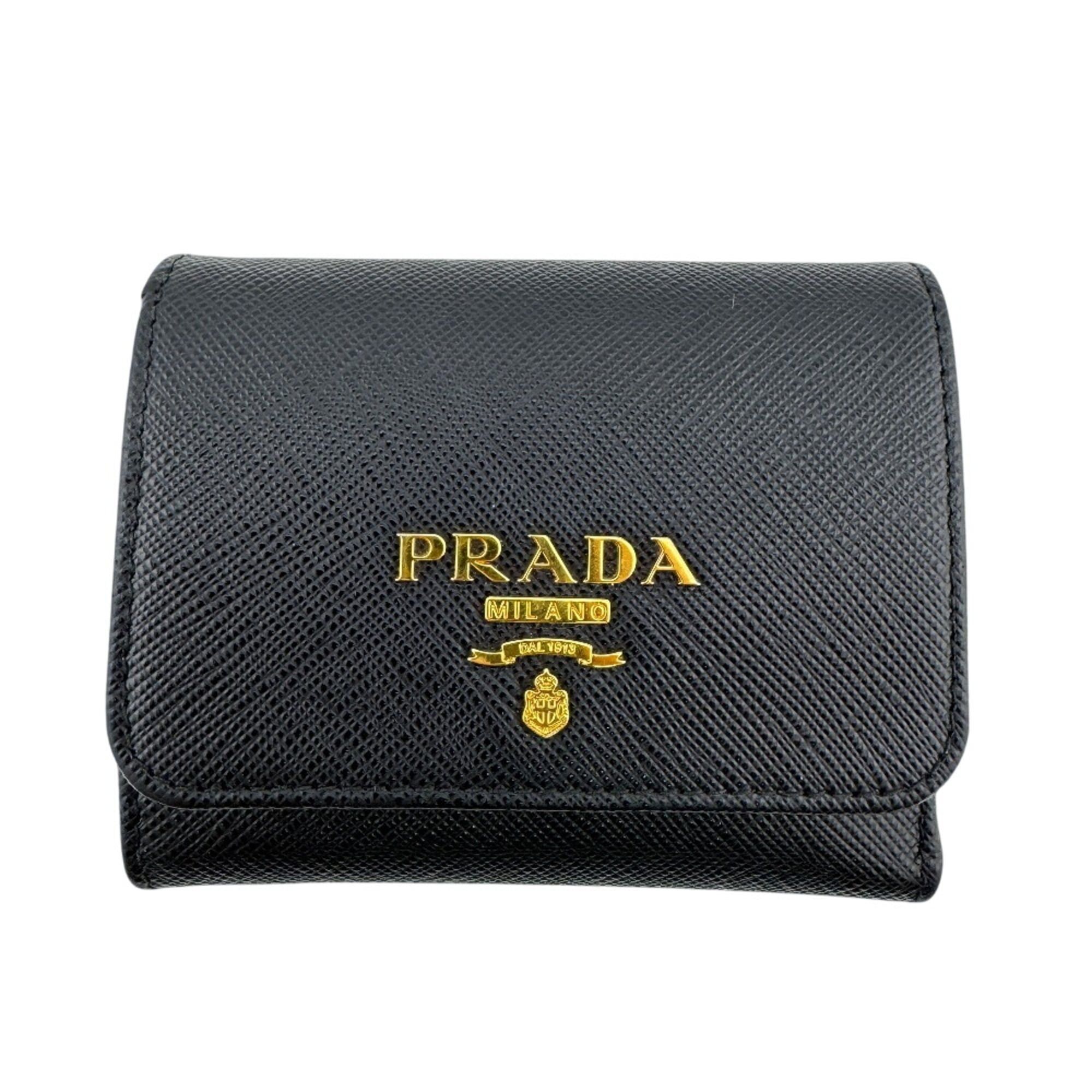 Prada PRADA 1MH043 Compact Wallet Tri-fold Black Size ONE SIZE - 1 Thumbnail