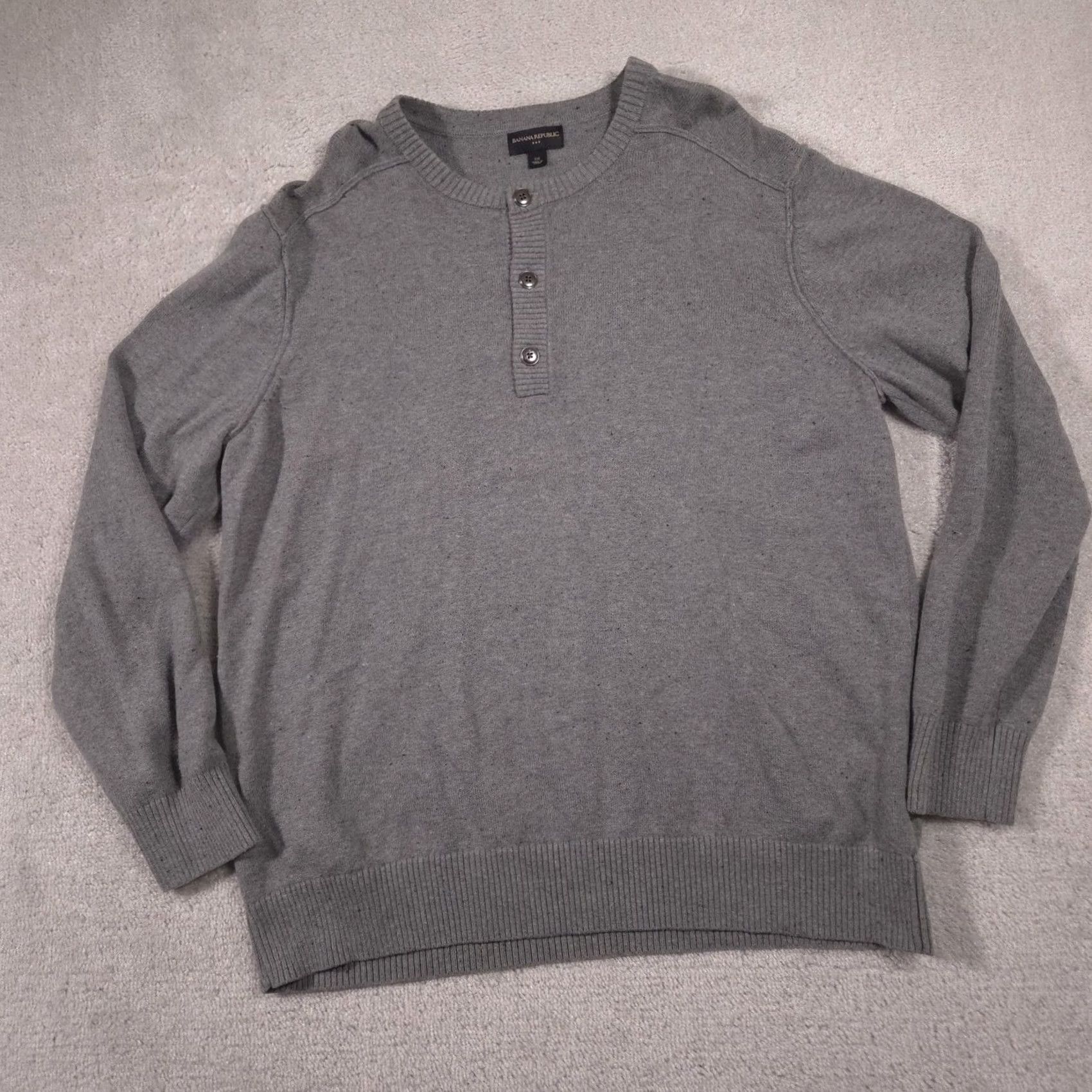Banana Republic Banana Republic Mens 2XL Gray Henley Sweater Wool Blend Knit Pullover Crewneck Size US XXL / EU 58 / 5 - 3 Thumbnail