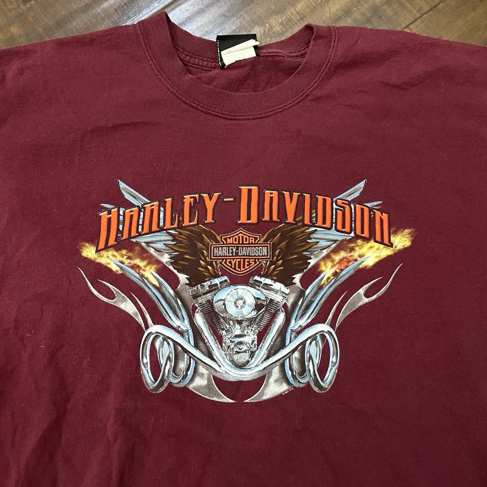 Harley Davidson VINTAGE Harley-Davidson Flame Engine V-Twin Shirt Large Tennessee Eagle Burgundy Size US L / EU 52-54 / 3 - 3 Thumbnail