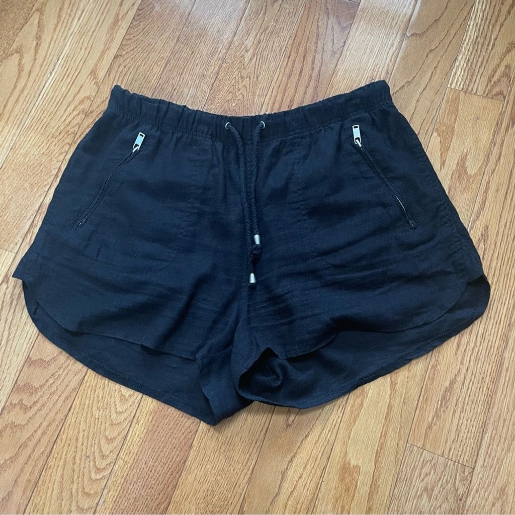 BLANKNYC BLANK NYC Black Linen Shorts front zipper pockets Sz 30 Size 42" / US 20 - 2 Thumbnail