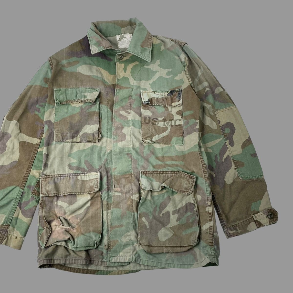 Vintage Vintage 1980s woodland camo stenciled usmc shirt Size US S / EU 44-46 / 1 - 2 Thumbnail