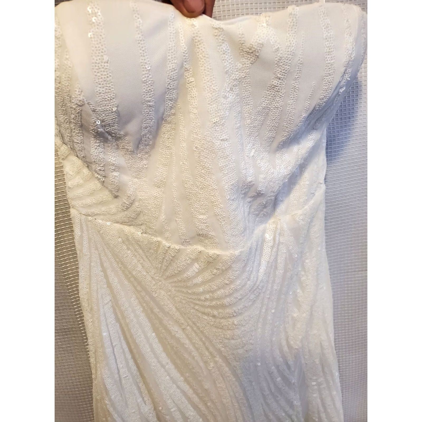 Vintage VINTAGE Love & Lemonade Gown Dress Mermaid Sequin White Strapless Long Formal Slit Womens L Side Slip Size L / US 10 / IT 46 - 3 Thumbnail