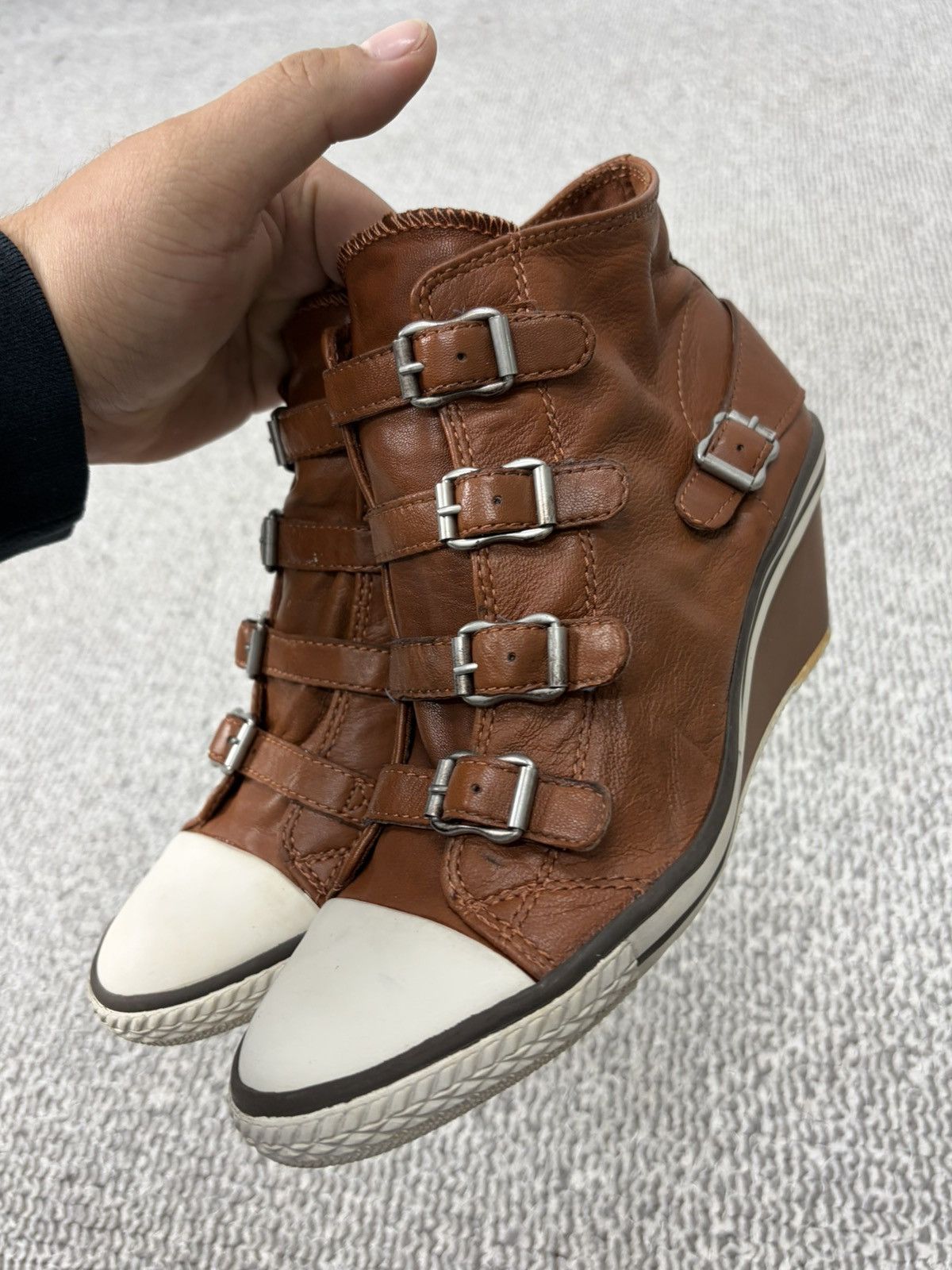 ASH Ash Wedge Genial Buckled Leather Size 38 Size US 8 / IT 38 - 1 Thumbnail