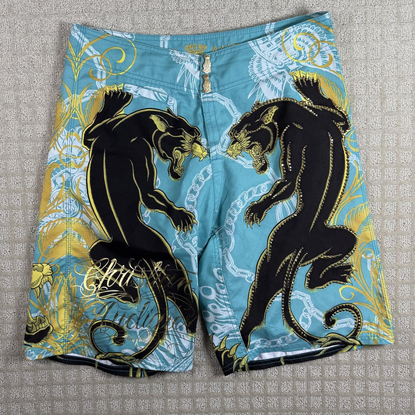 Christian Audigier Y2K Christian Audigier Panther Board Shorts 33 Size US 34 / EU 50 - 2 Thumbnail