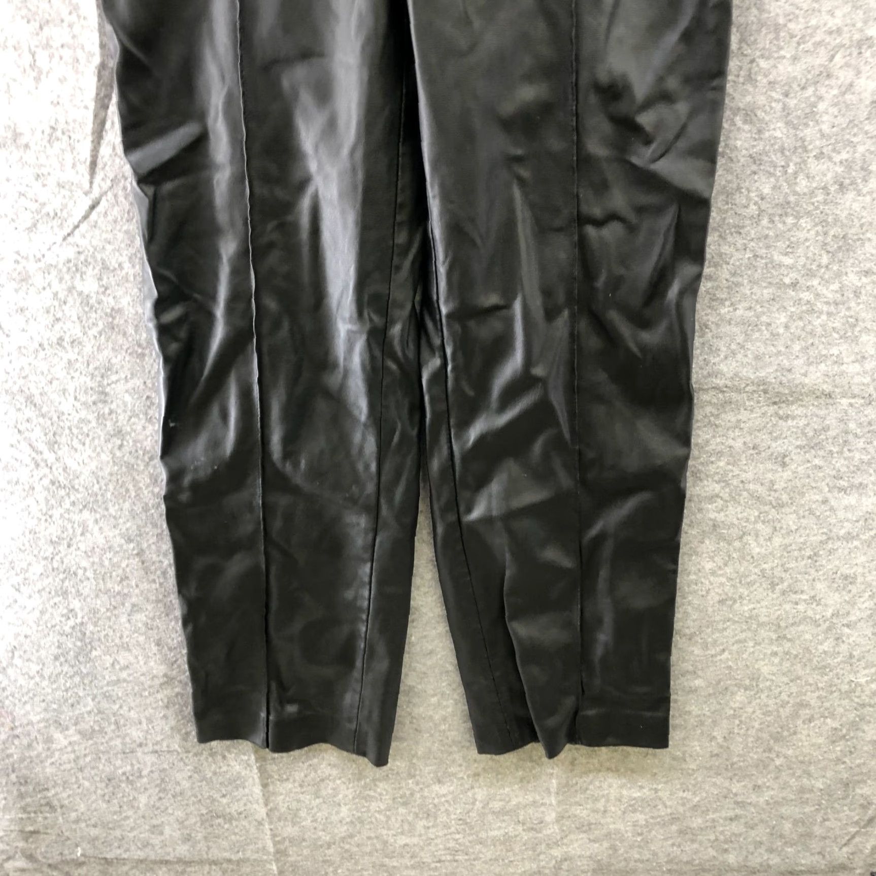 Zara Zara High Rise Faux Leather Pants S Black Straight Relaxed Womens Size 28" / US 6 / IT 42 - 4 Thumbnail