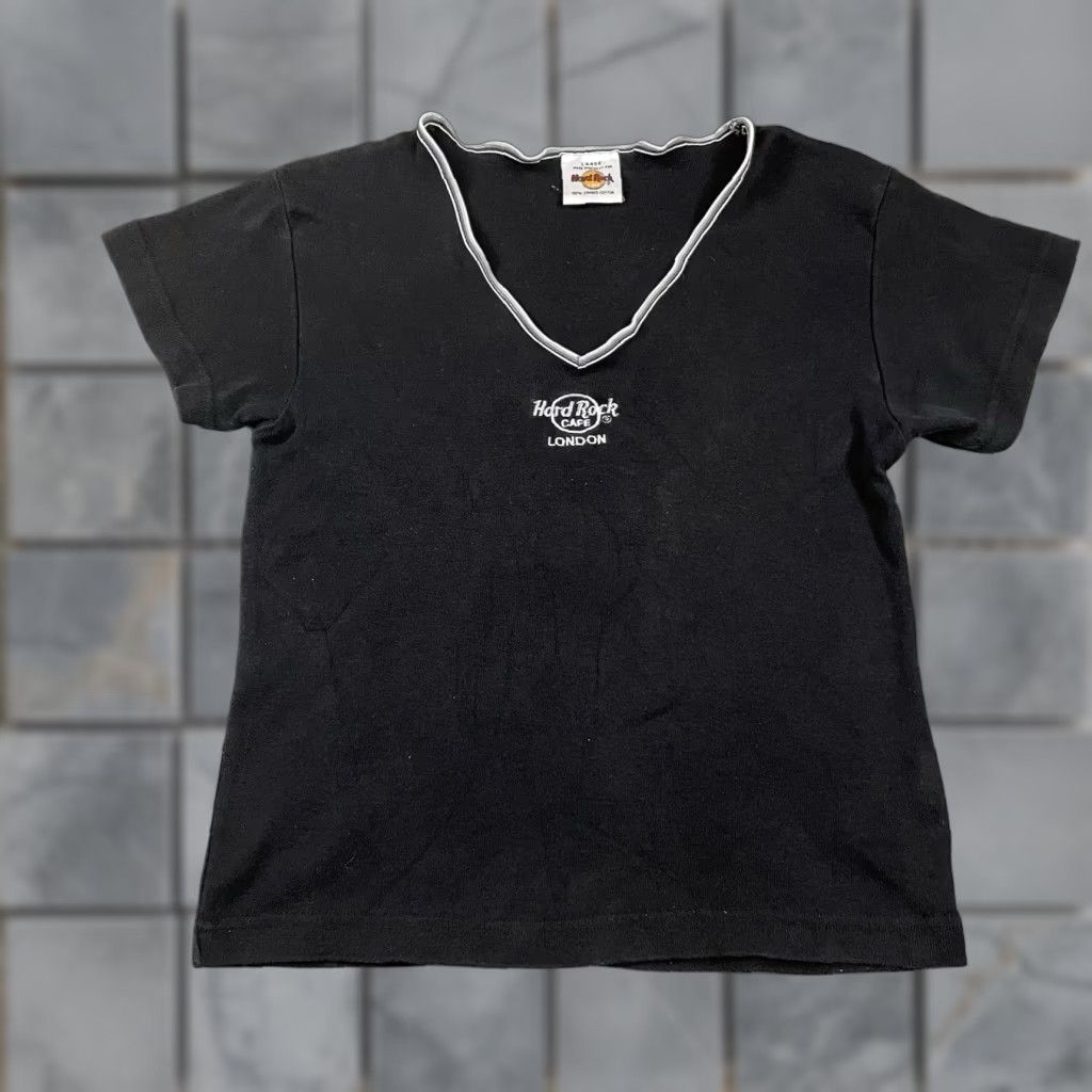 Hard Rock Cafe VINTAGE Hard Rock Cafe T Shirt Womens L Black V-Neck 100% Cotton Casual Retro Slim Womens Size L / US 10 / IT 46 - 1 Thumbnail