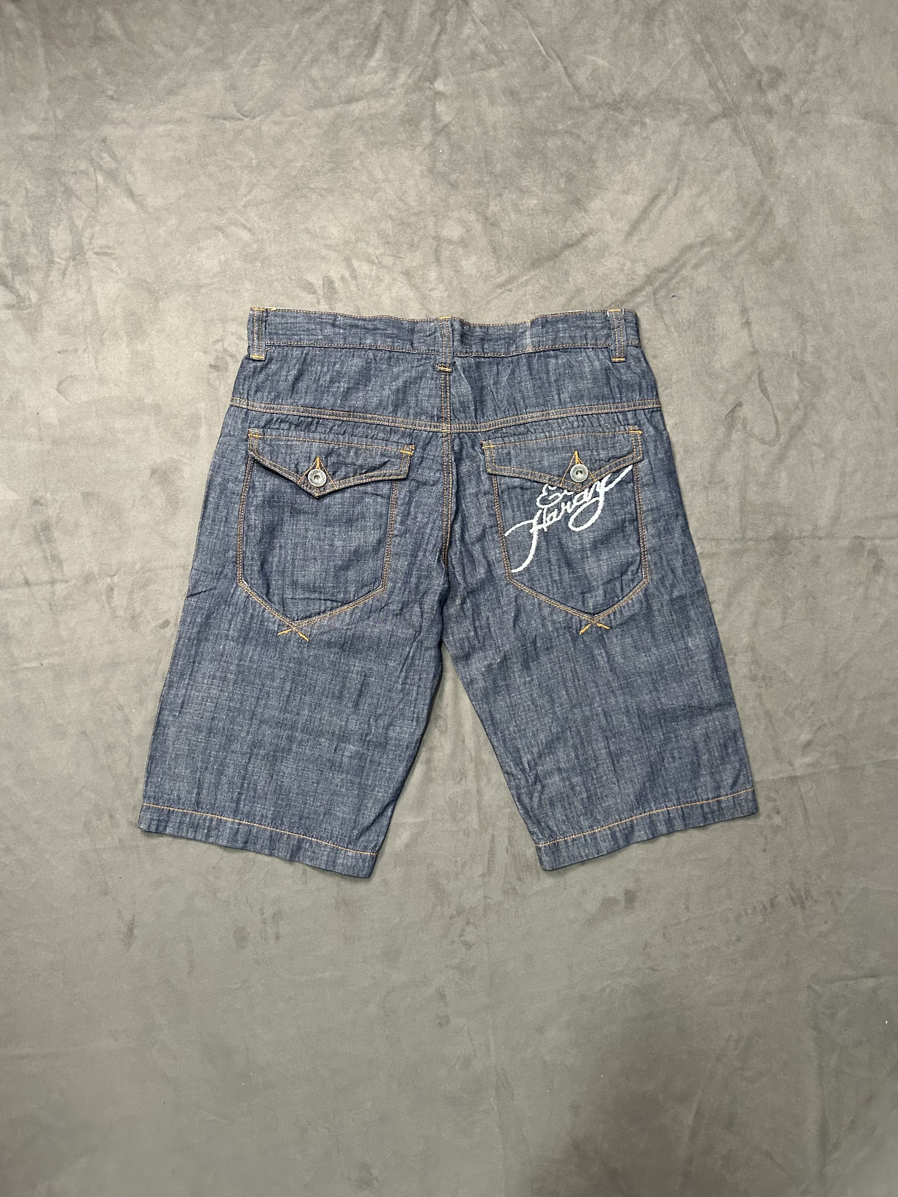 Ed Hardy × Vintage Rare Vintage Y2k Ed Hardy Skull Print Denim Shorts 34 Size US 26 / EU 42 - 9 Thumbnail