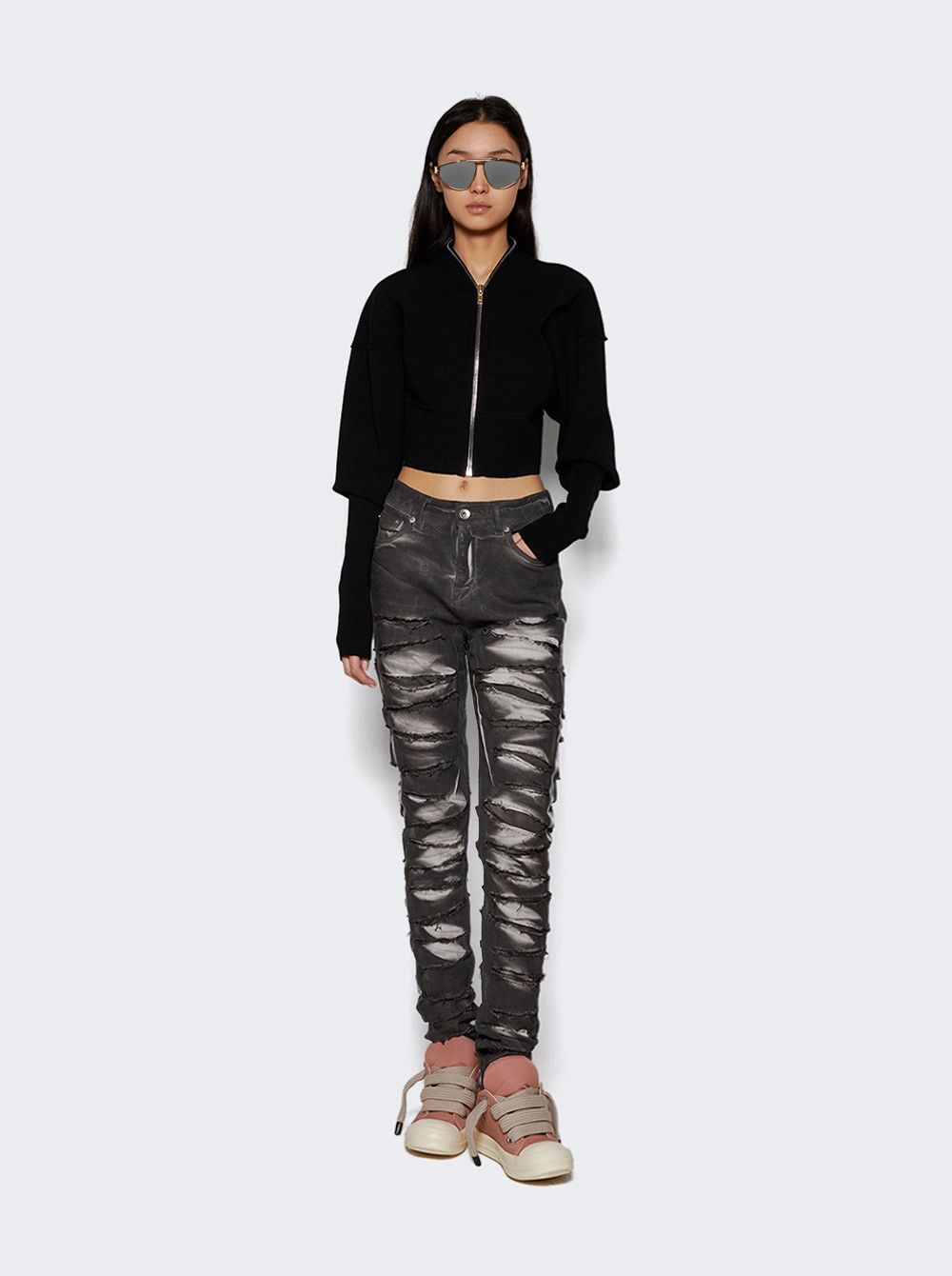 Rick Owens o1mle0426 Detroit Cut Skinny Jeans in Gray Size 26" / US 2 / IT 38 - 2 Thumbnail