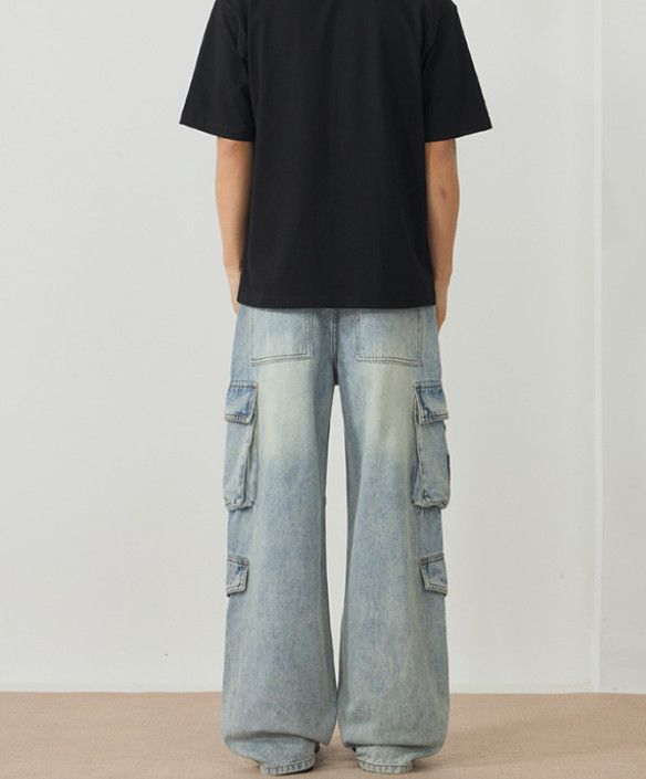 Japanese Brand American retro distressed washed multi-pocket cargo jeans Size US 32 / EU 48 - 4 Thumbnail