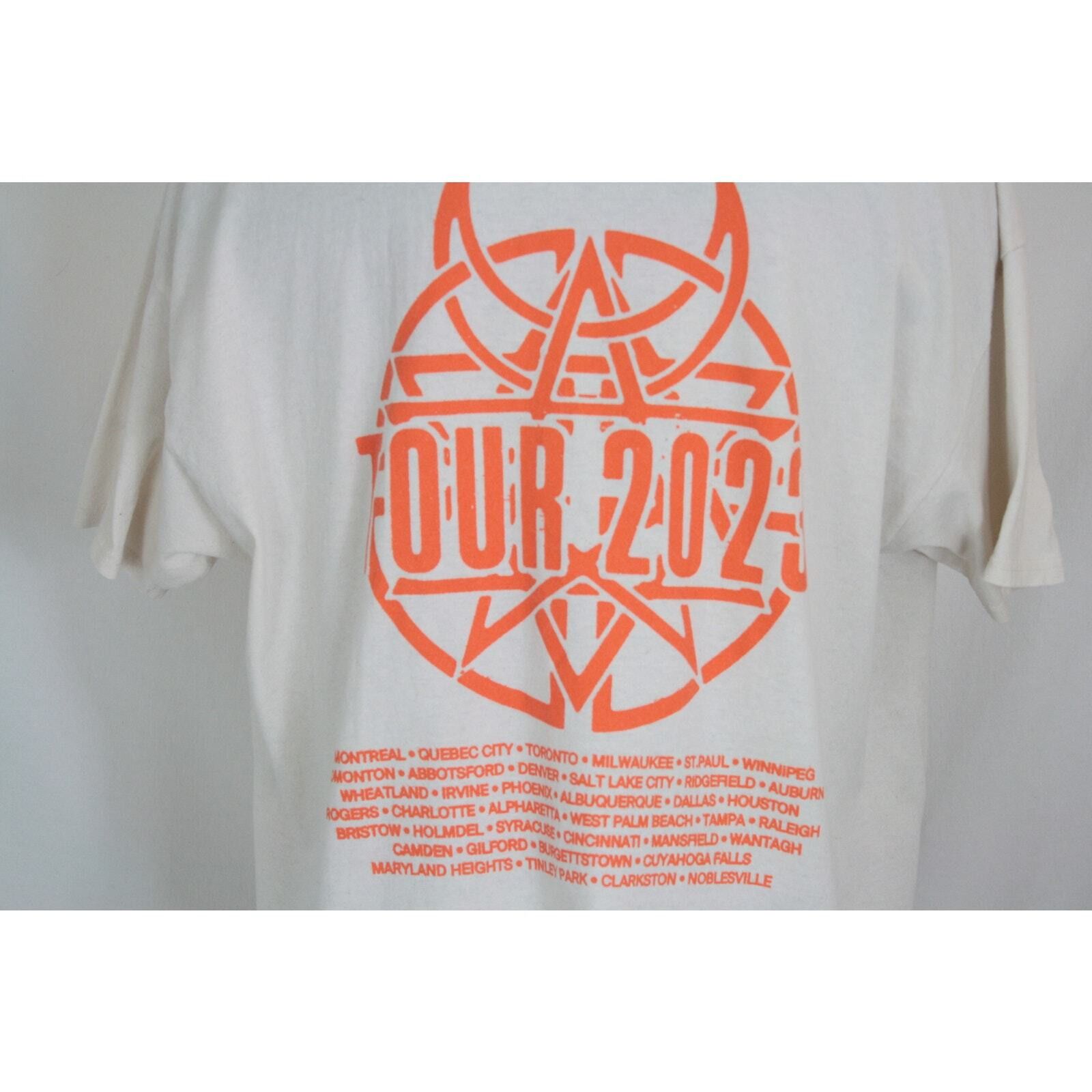 Band Tees Disturbed 2023 Tour Double Sided White T-Shirt Mens 2XL Size US XXL / EU 58 / 5 - 4 Thumbnail