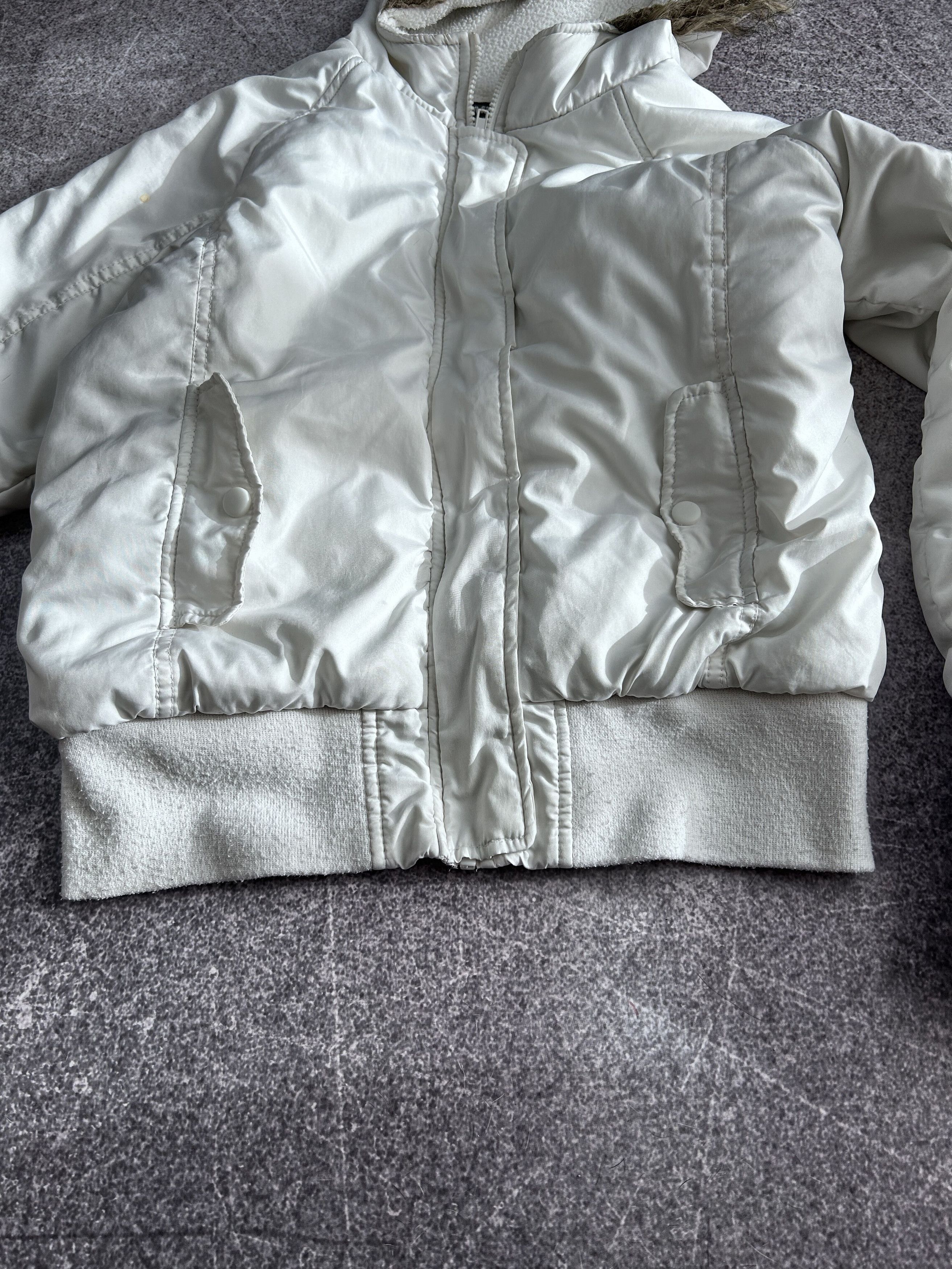 Vintage White Faux Fur Hood Puffer Jacket Cropped Y2K Winter Coat Size US M / EU 48-50 / 2 - 7 Thumbnail