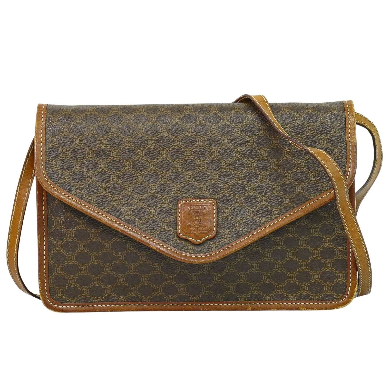 Celine Celine Vintage Macadam Shoulder Bag Canvas and Leather Size ONE SIZE - 1 Thumbnail