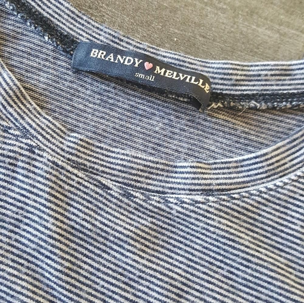 Designer Navy White Pinstripe Melville Scoop Short Sleeve Size ONE SIZE - 3 Thumbnail