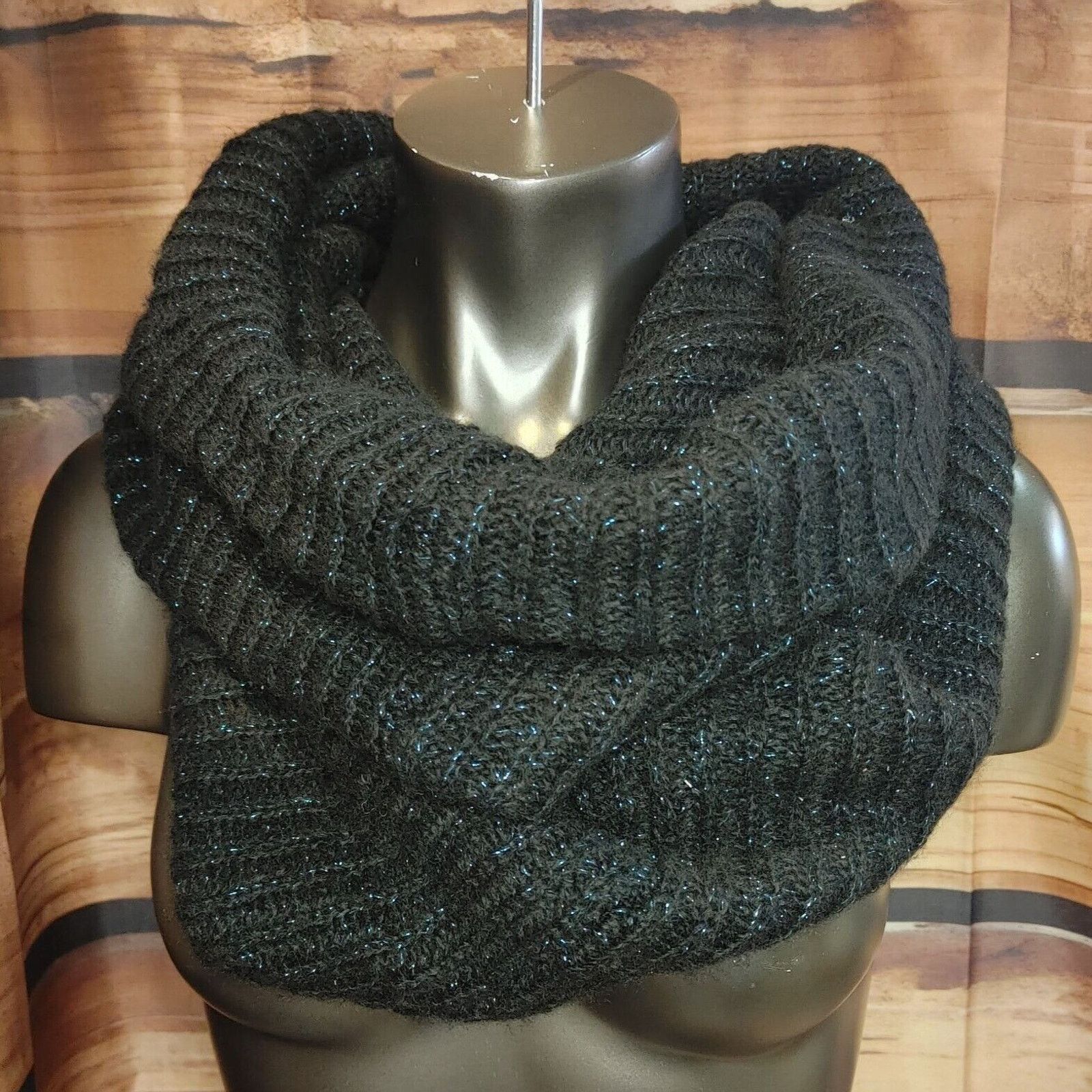 Mossimo Mossimo Black Blue Sparkle Whimsigoth Infinity Wrap Scarf Size ONE SIZE - 2 Thumbnail