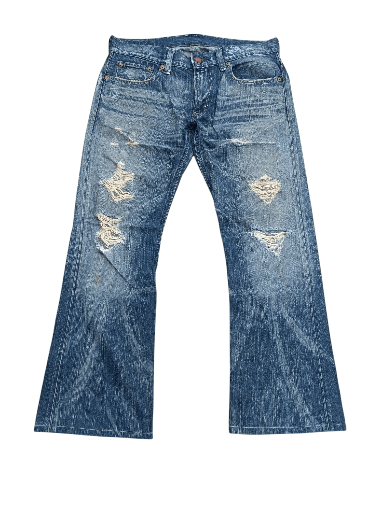 Edwin FLARED Edwin 503 Blue Trip Dirty Mud Wash Distressed Jeans Size US 35 - 6 Thumbnail