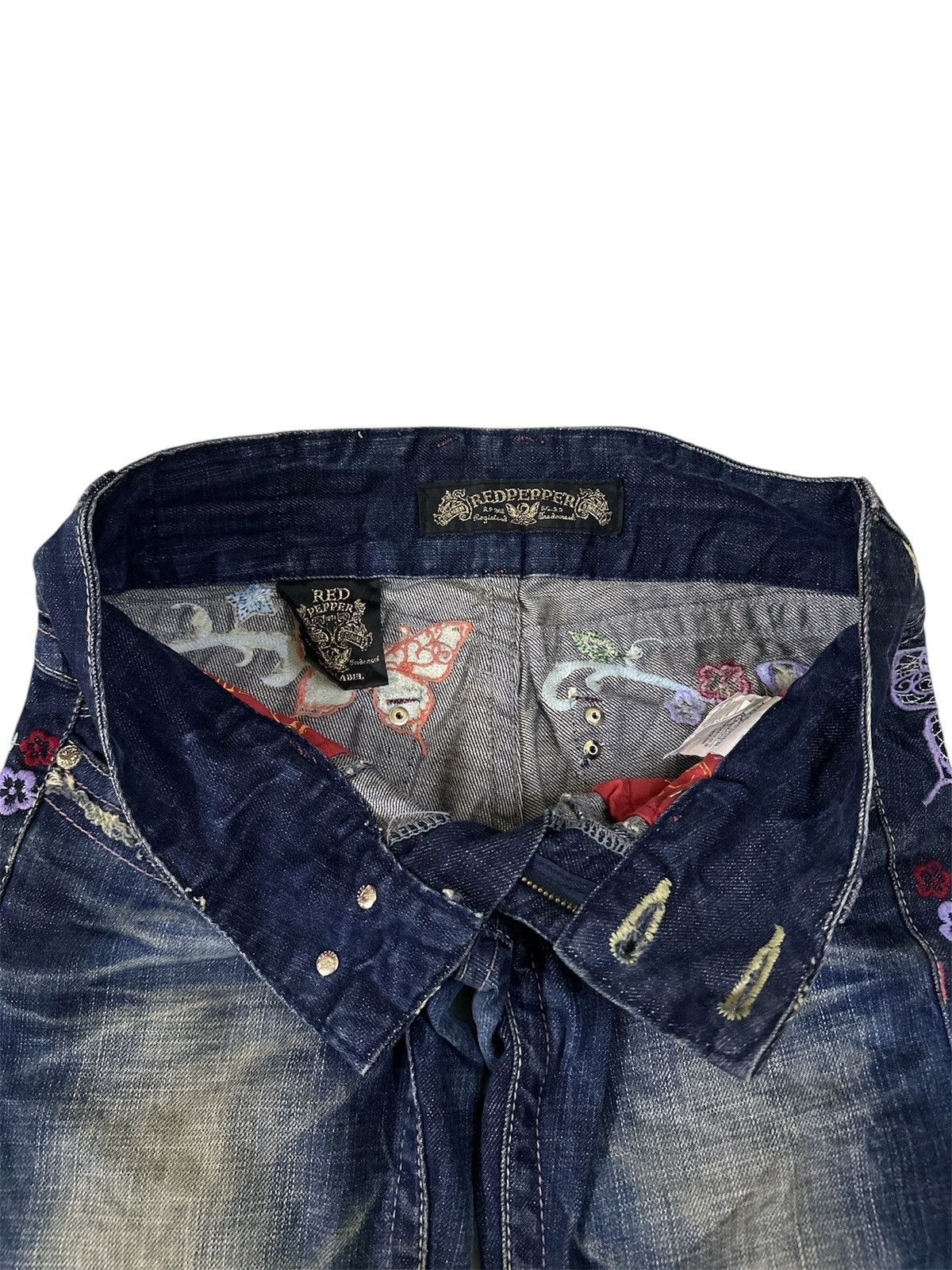 GOA Crazy 2000s Red Pepper Washed Flare Jeans Goa Lgb Y2K Style Size US 32 / EU 48 - 6 Thumbnail