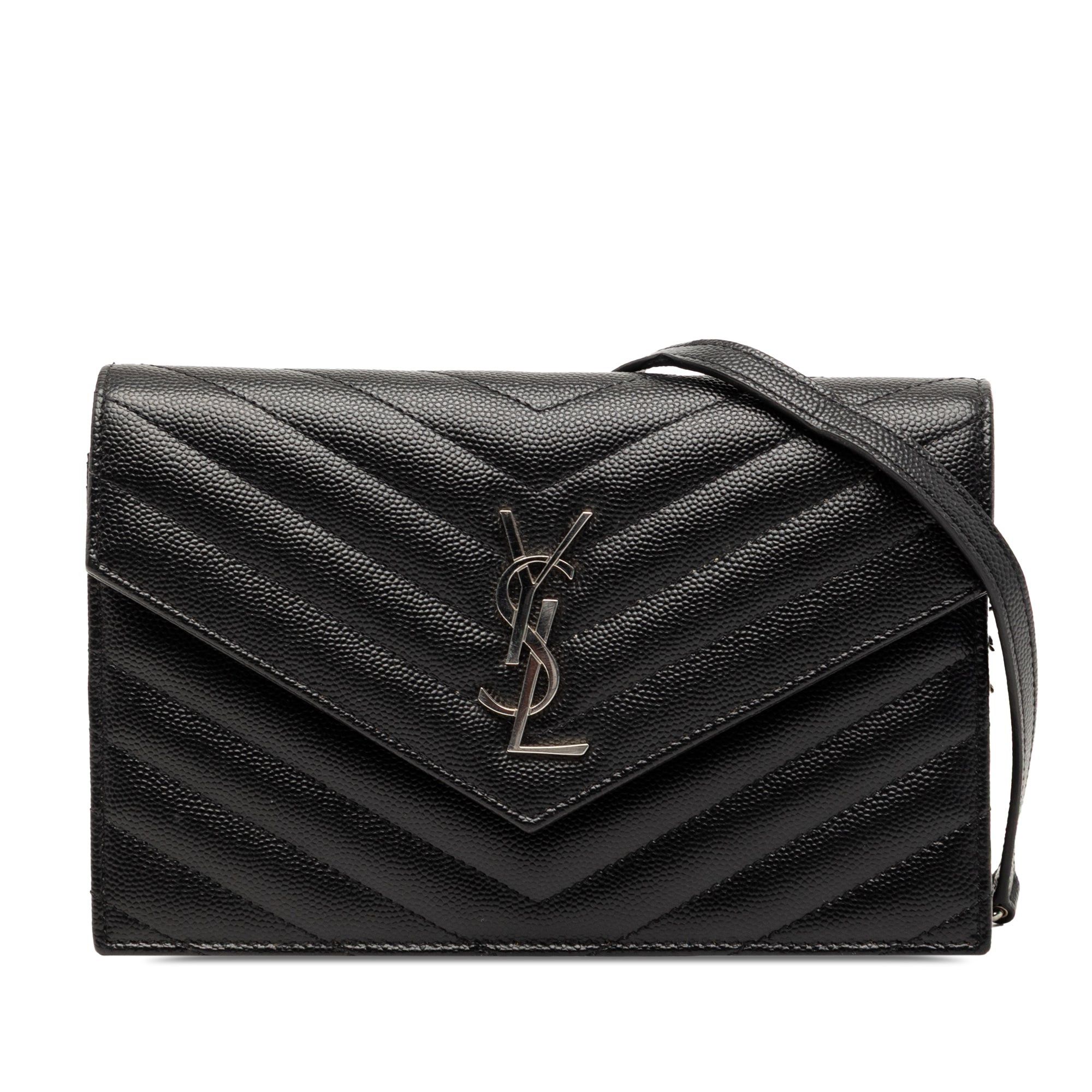 Saint Laurent Paris Grain De Poudre Cassandre Envelope Chain Wallet Size ONE SIZE - 1 Thumbnail