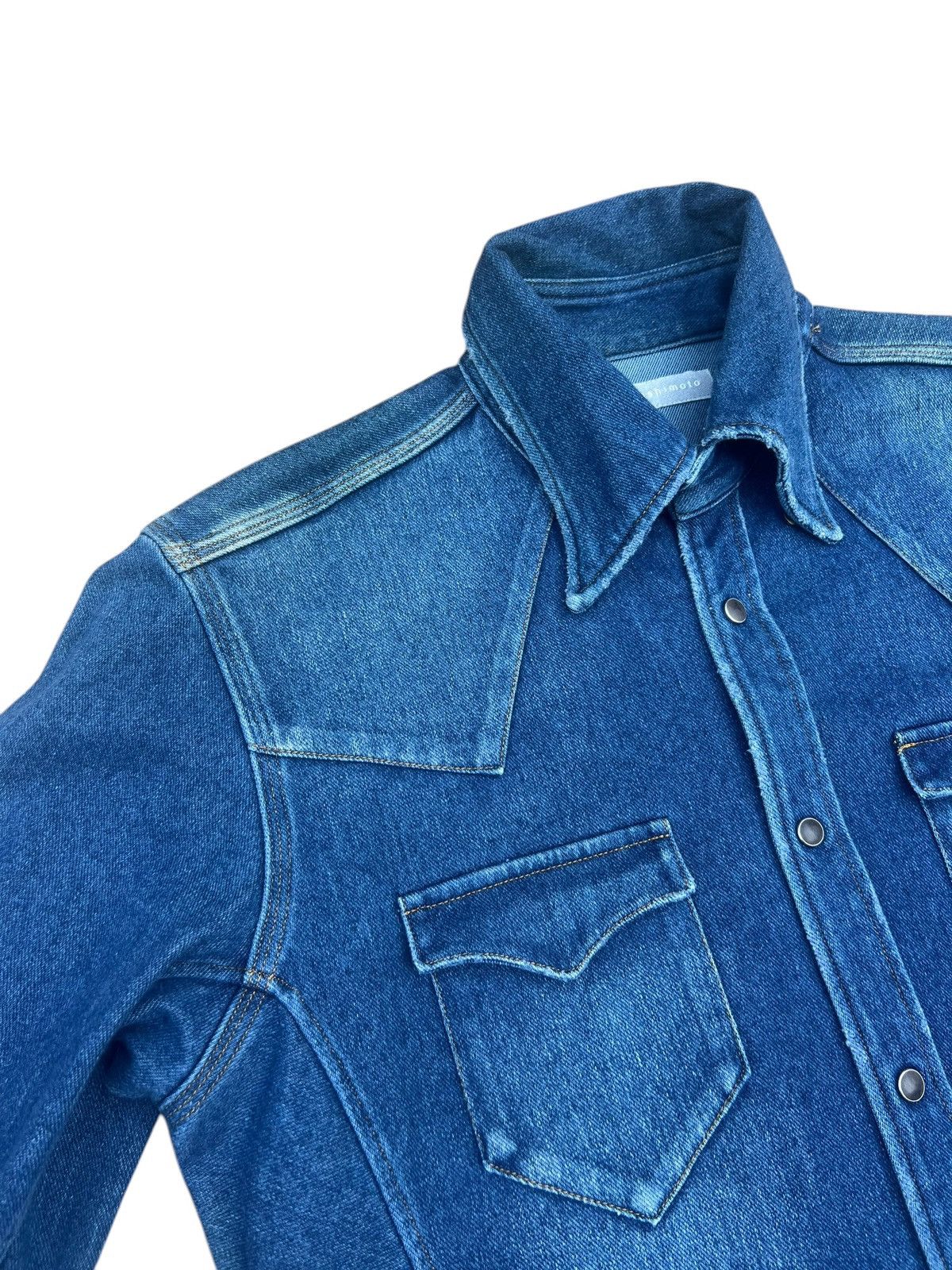 junhashimoto Junhashimoto Japan Distress Fade Denim Stretch Western Shirt Size US M / EU 48-50 / 2 - 4 Thumbnail