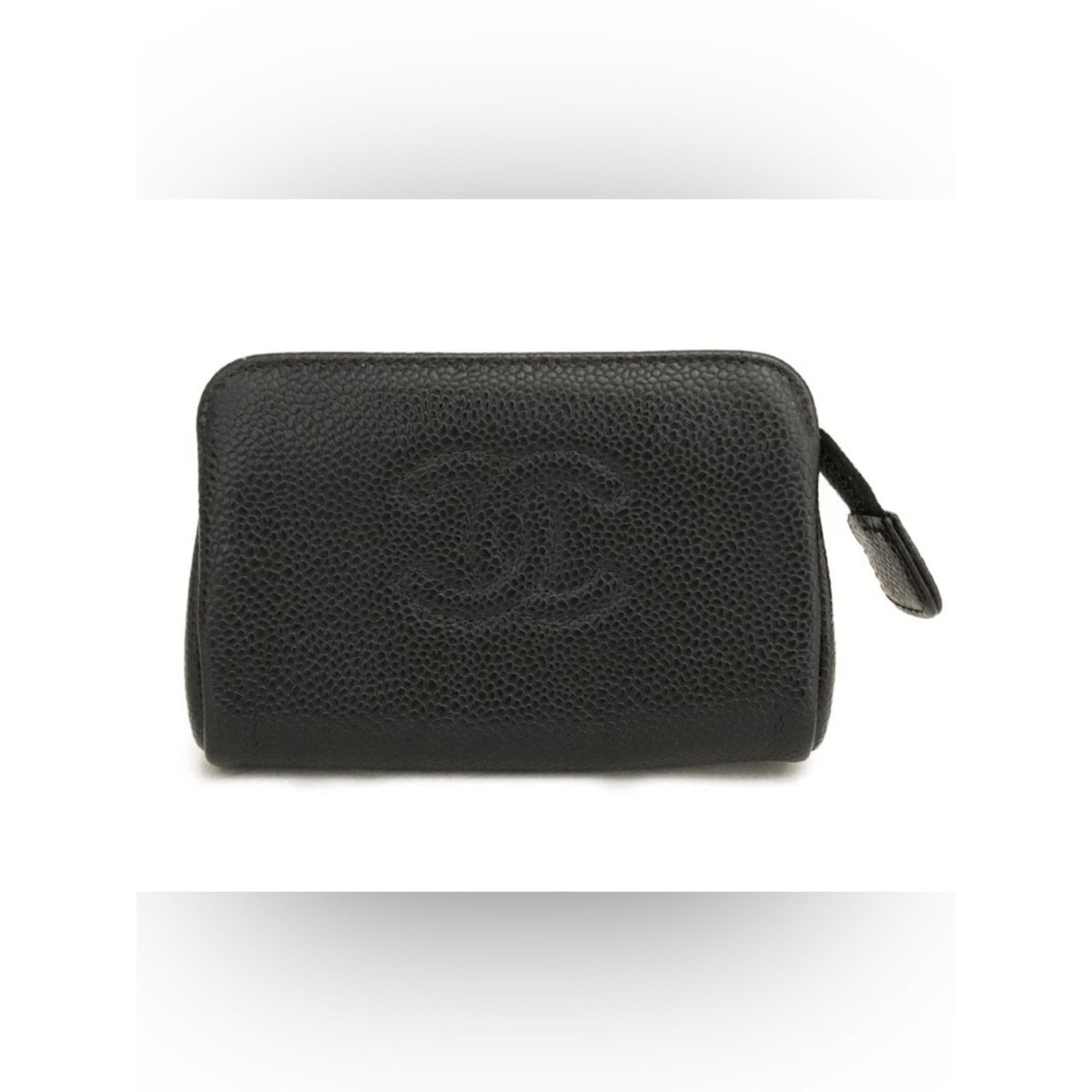 Chanel CHANEL Black Caviar Leather Zip Pouch Cosmetic Card Case Size ONE SIZE - 2 Thumbnail