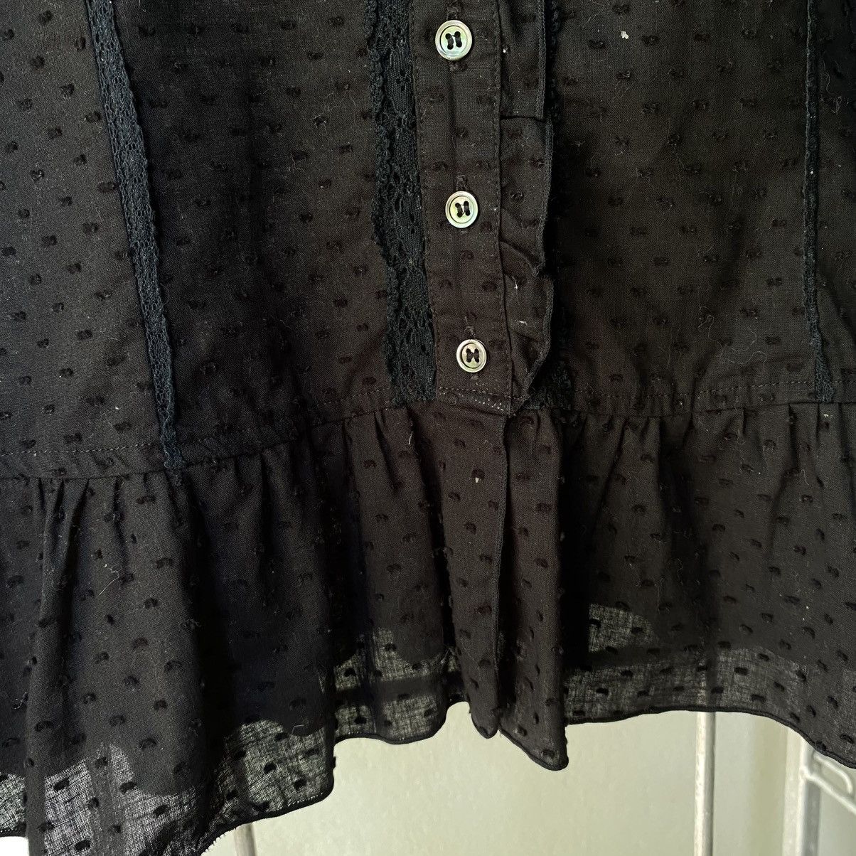 Tornado Mart TORNADO MART Y2K Black Mandarin Lace Blouse Size XS / US 0-2 / IT 36-38 - 15 Thumbnail